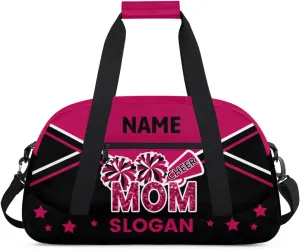 Cheer-Bags for Girls, Personalized Name Dance Gymnastics Ballet Sport Travel Duffel Bags for Cheerleader Kids with Custom Team Name for Overnight Weekender,Rose Red Black