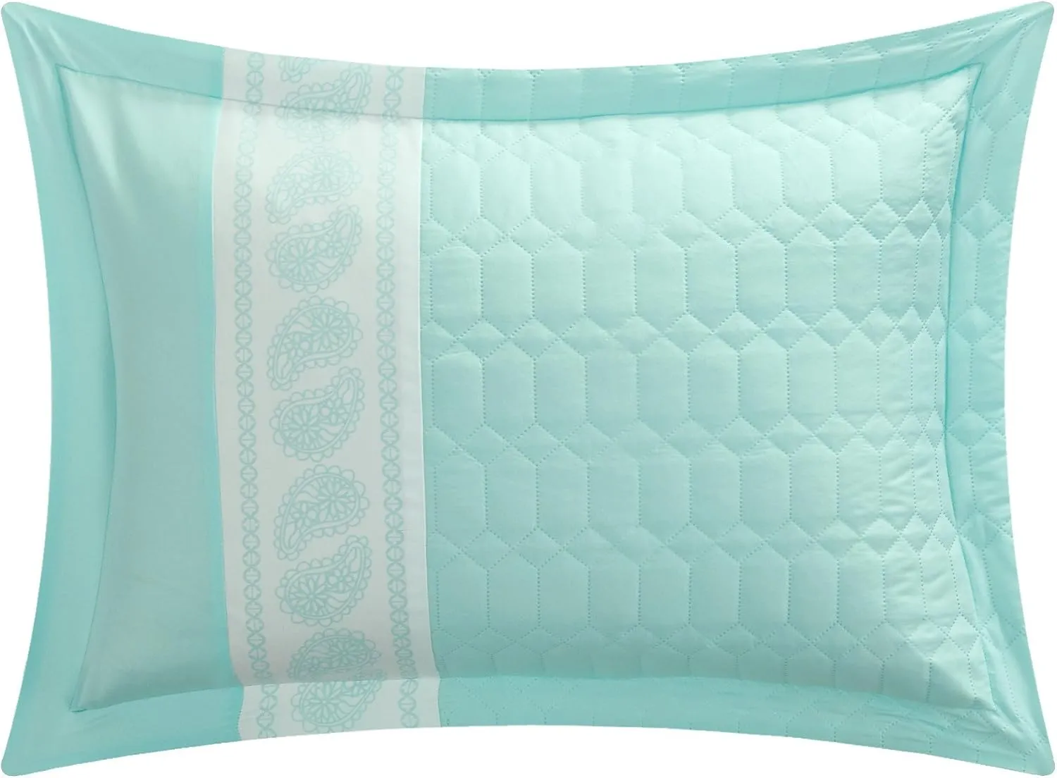 Chic Home Titian 6 Piece Comforter Hotel Collection Hexagon Embossed Paisley Print Border Design Bed in a Bag-Sheet Set Decorative Pillow Sham Included, Twin, Aqua
