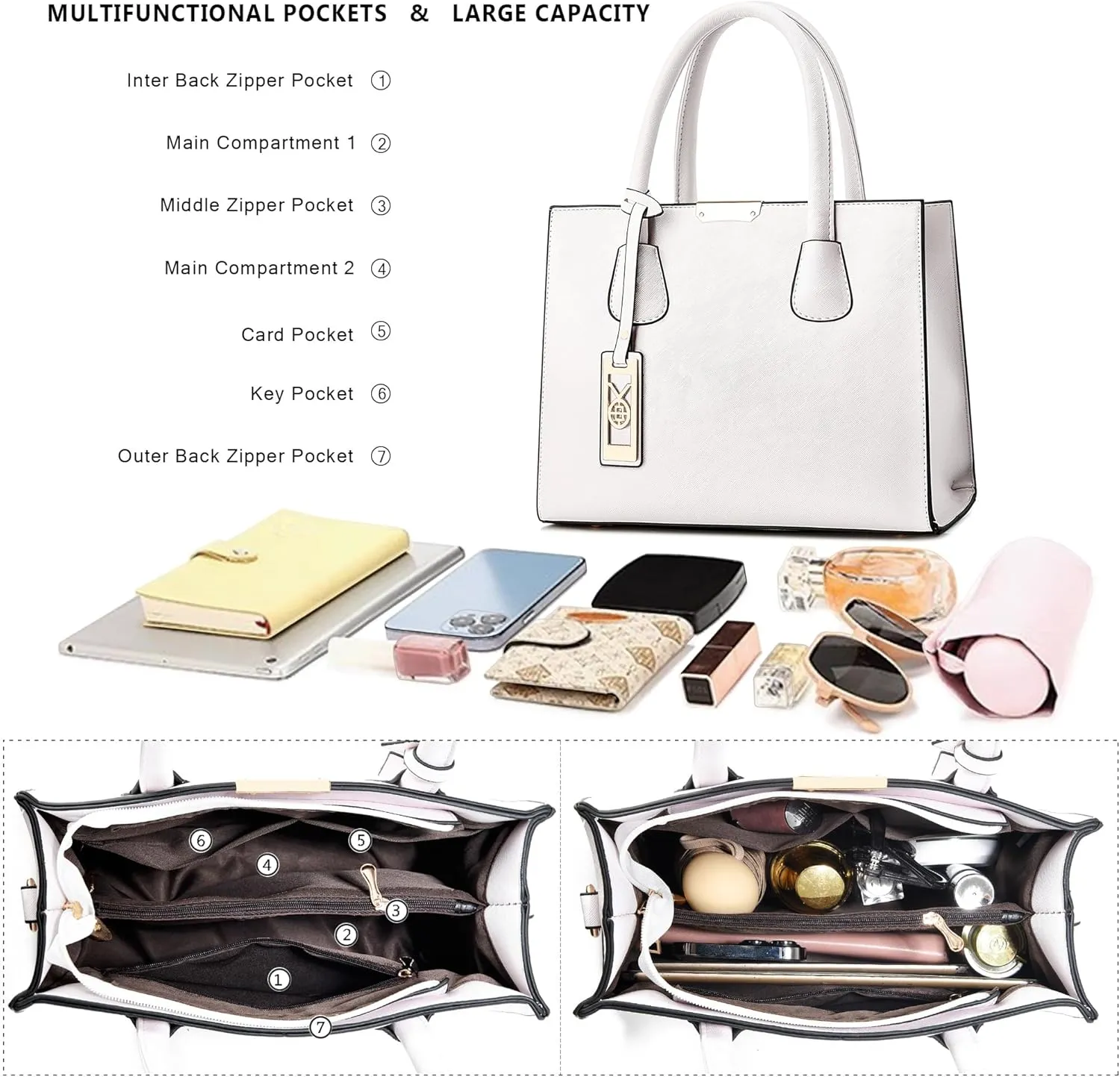 CHICAROUSAL Crossbody Purses and Handbags for Women PU Leather Tote Shoulder Bags Top Handle Satchel