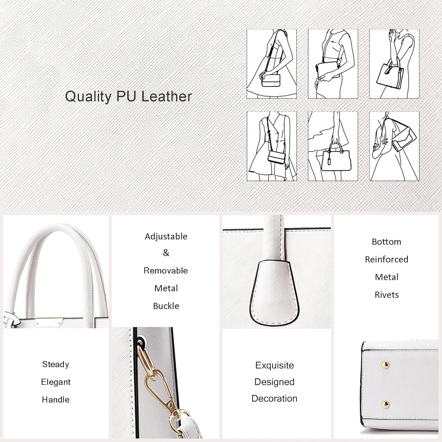 CHICAROUSAL Crossbody Purses and Handbags for Women PU Leather Tote Shoulder Bags Top Handle Satchel
