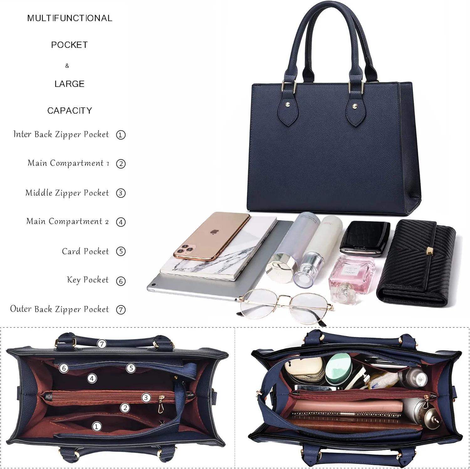 CHICAROUSAL Crossbody Purses and Handbags for Women PU Leather Tote Top Handle Satchel Shoulder Bags