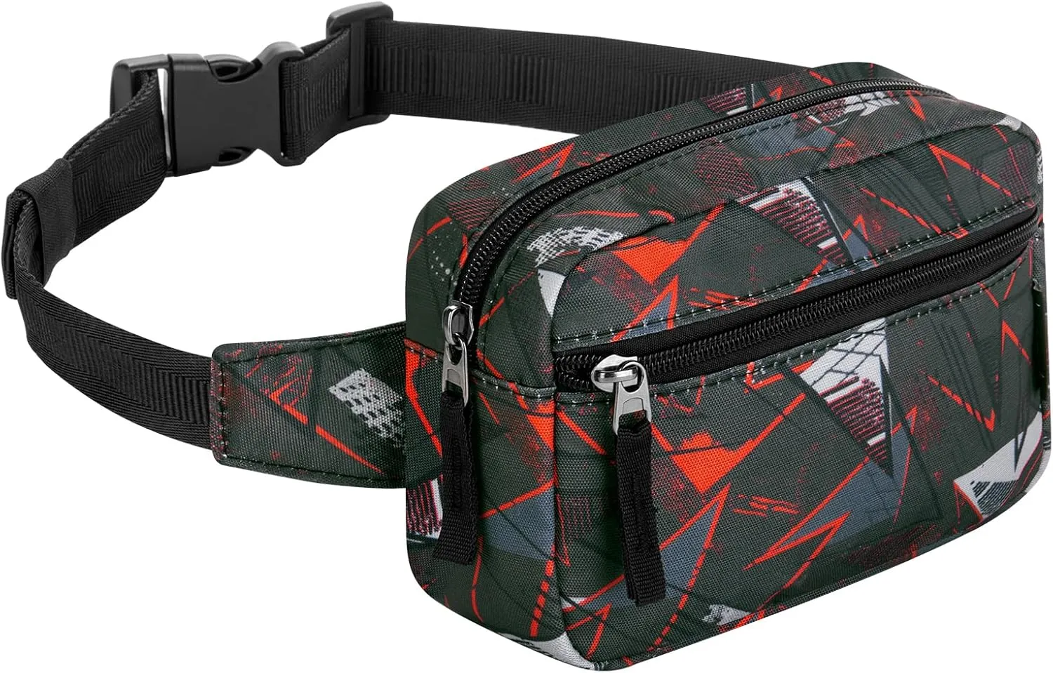 Choco Mocha Kids Fanny Pack Ages 6-12 Belt Bag, Toddler Gift, Geometric Black Red