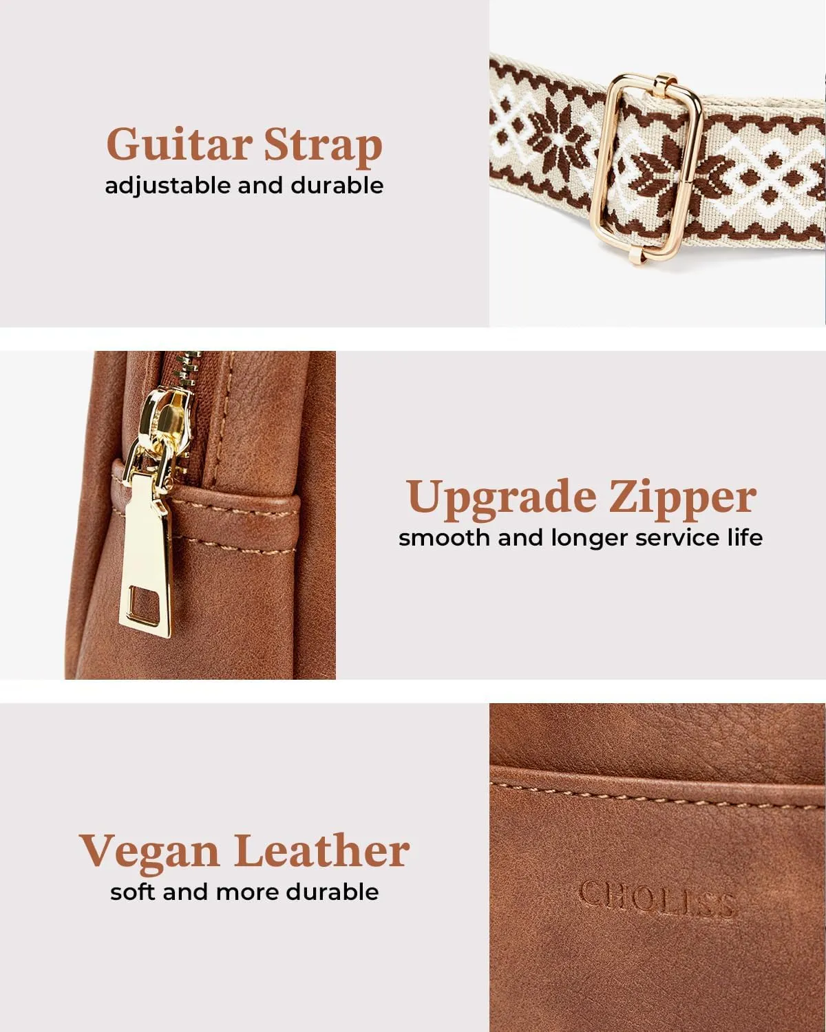 CHOLISS Small Sling Bag for Women Leather Crossbody Fanny Packs Chest Bag for Women