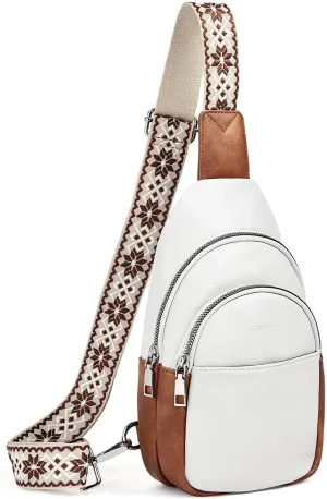 CHOLISS Small Sling Bag for Women Leather Crossbody Fanny Packs Chest Bag for Women