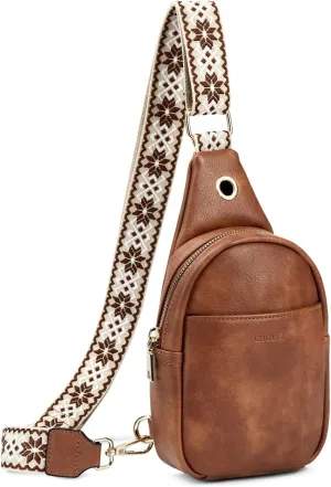 CHOLISS Small Sling Bag for Women Leather Crossbody Fanny Packs Chest Bag for Women