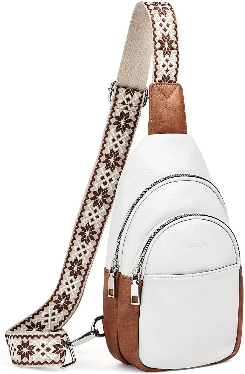 CHOLISS Small Sling Bag for Women Leather Crossbody Fanny Packs Chest Bag for Women