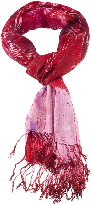 Christian Audigier 80x40 Logo Printed Fringe Scarf - Pink