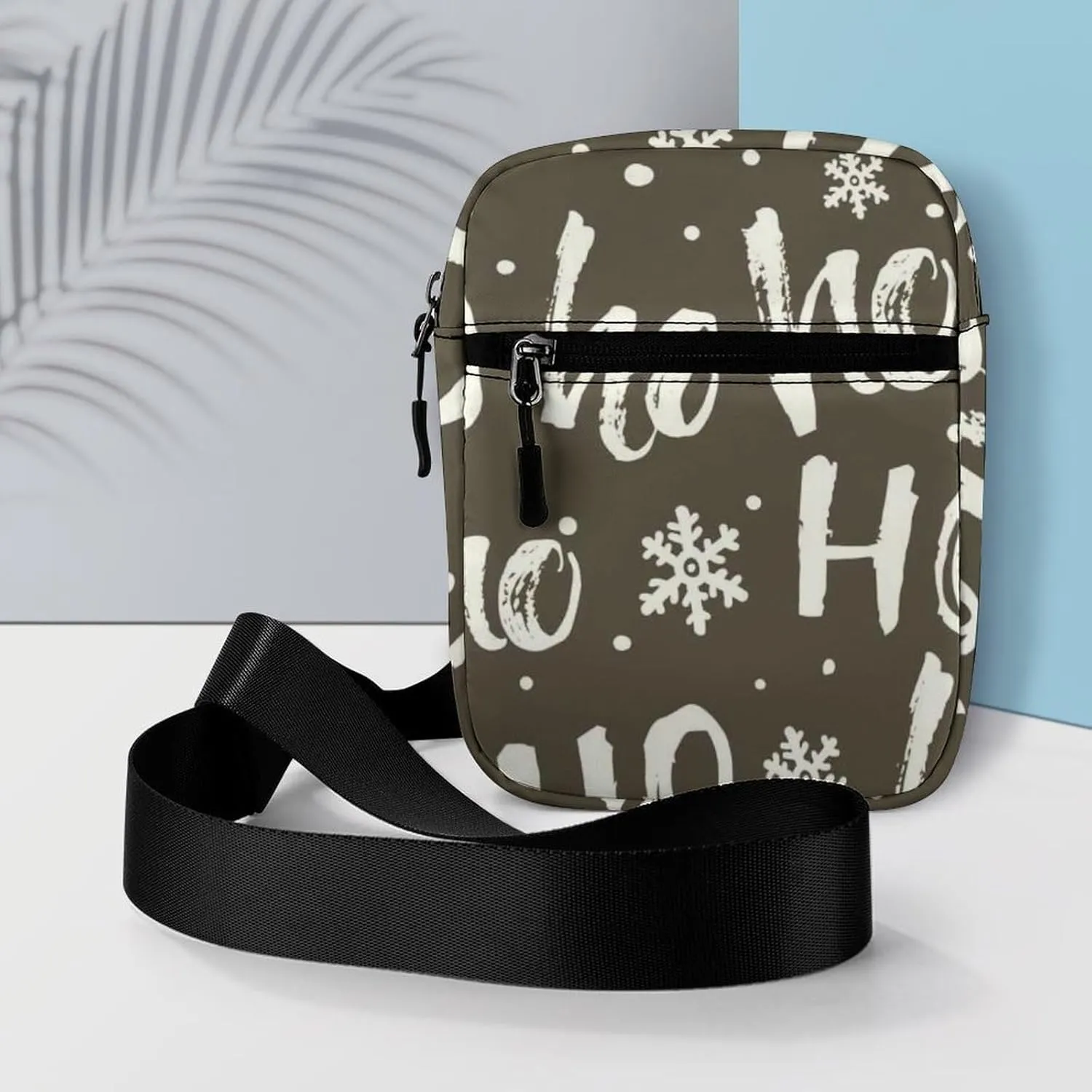 Christmas Santa Claus Laugh Snow Flakes Adjustable Fanny Waist Pack Pouch, Waterproof Crossbody Runners Bag Wallet for Gym Hiking Fitness Women Men 6.1 x 2.2 x 7.9 inch
