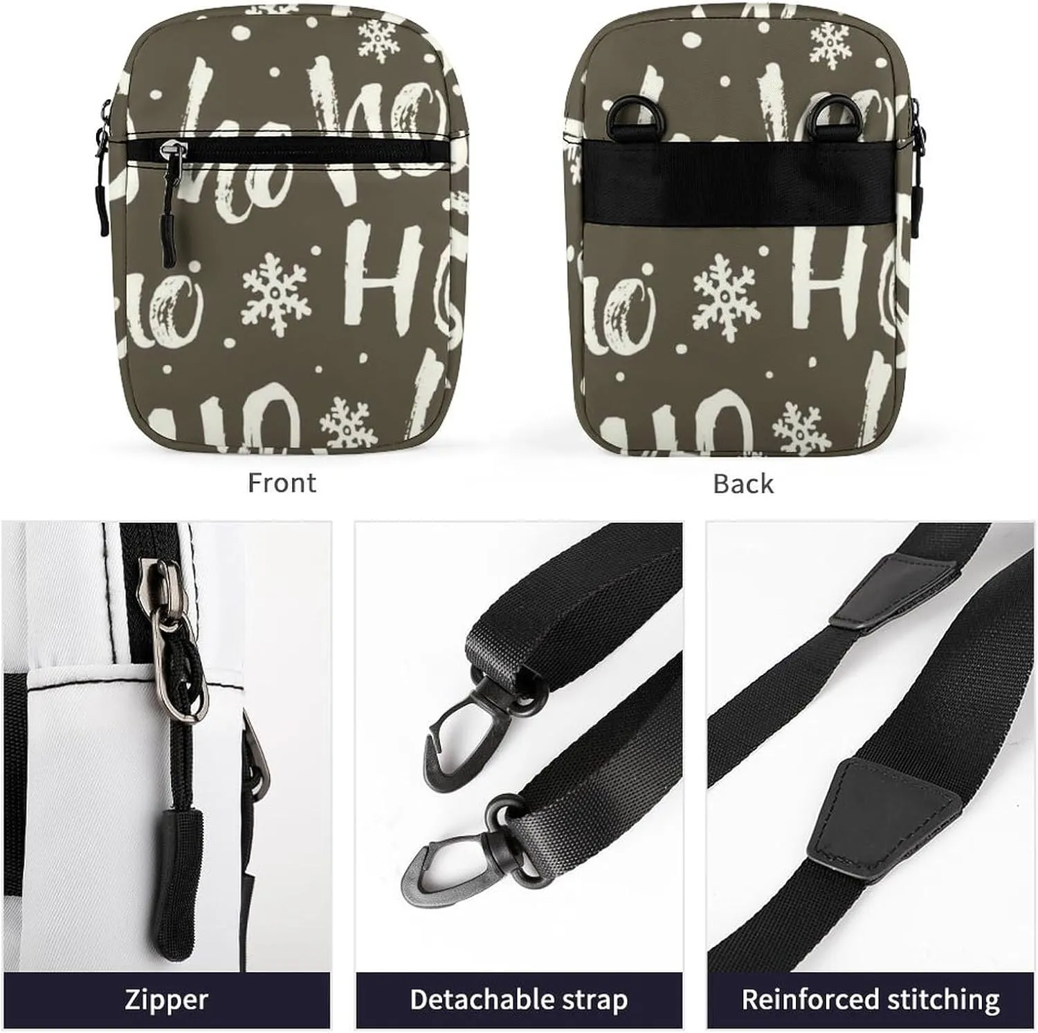 Christmas Santa Claus Laugh Snow Flakes Adjustable Fanny Waist Pack Pouch, Waterproof Crossbody Runners Bag Wallet for Gym Hiking Fitness Women Men 6.1 x 2.2 x 7.9 inch