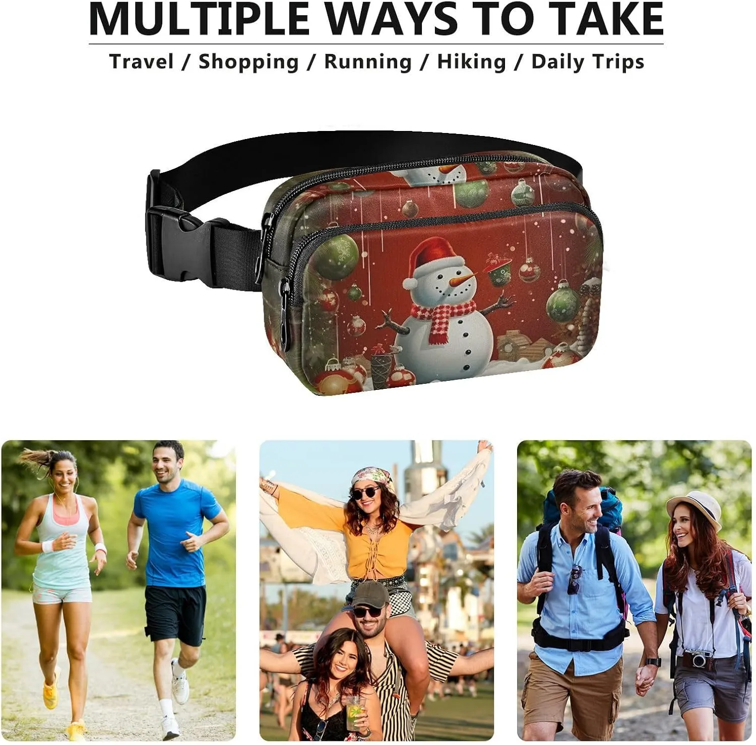 Christmas Snowman Snowflake Fanny Packs for Women Fanny Pack For Men Belt Bag Crossbody Fanny Packs for Women Running Fanny Pack Waist Pack 21341350
