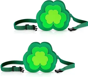 Chunful 2 Pcs St. Patrick's Day Clover Fanny Pack Lucky Green Clover Fanny Pack Retro Pack Shamrock Green Running Belt Waist Pack for Adults St. Patrick's Day Clothing Costume Accessories Gift