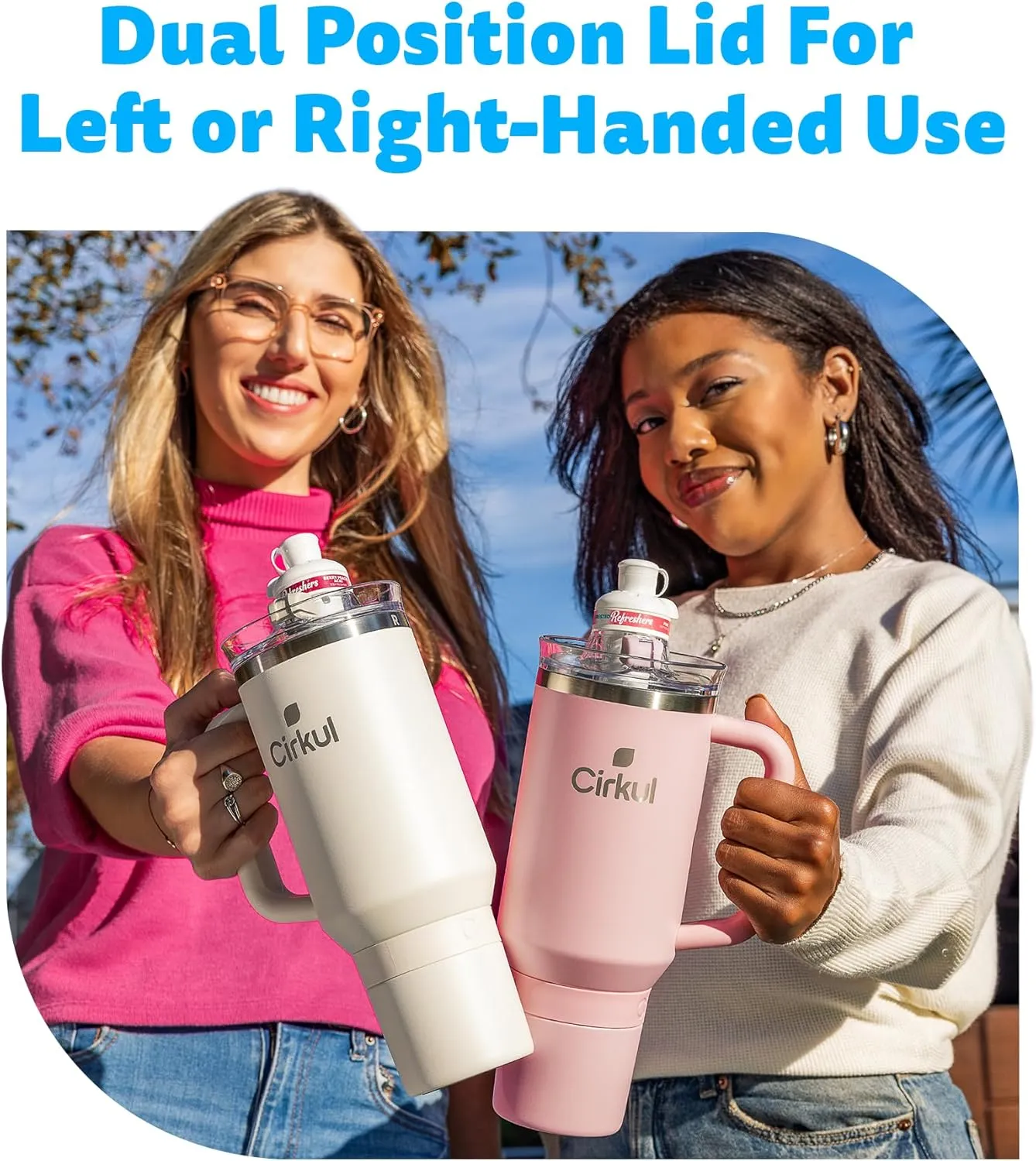 Cirkul 40oz. Blush Stainless Steel Tumbler with Handle, All-Day StrawSip™, Double-Wall Insulated