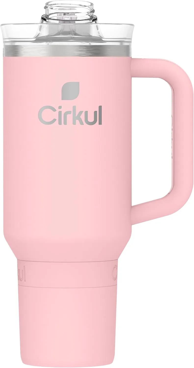 Cirkul 40oz. Blush Stainless Steel Tumbler with Handle, All-Day StrawSip™, Double-Wall Insulated