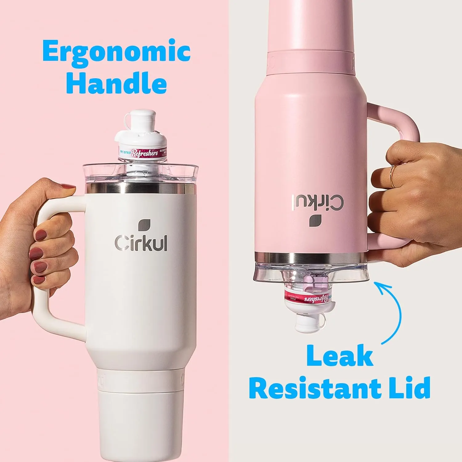 Cirkul 40oz. Blush Stainless Steel Tumbler with Handle, All-Day StrawSip™, Double-Wall Insulated