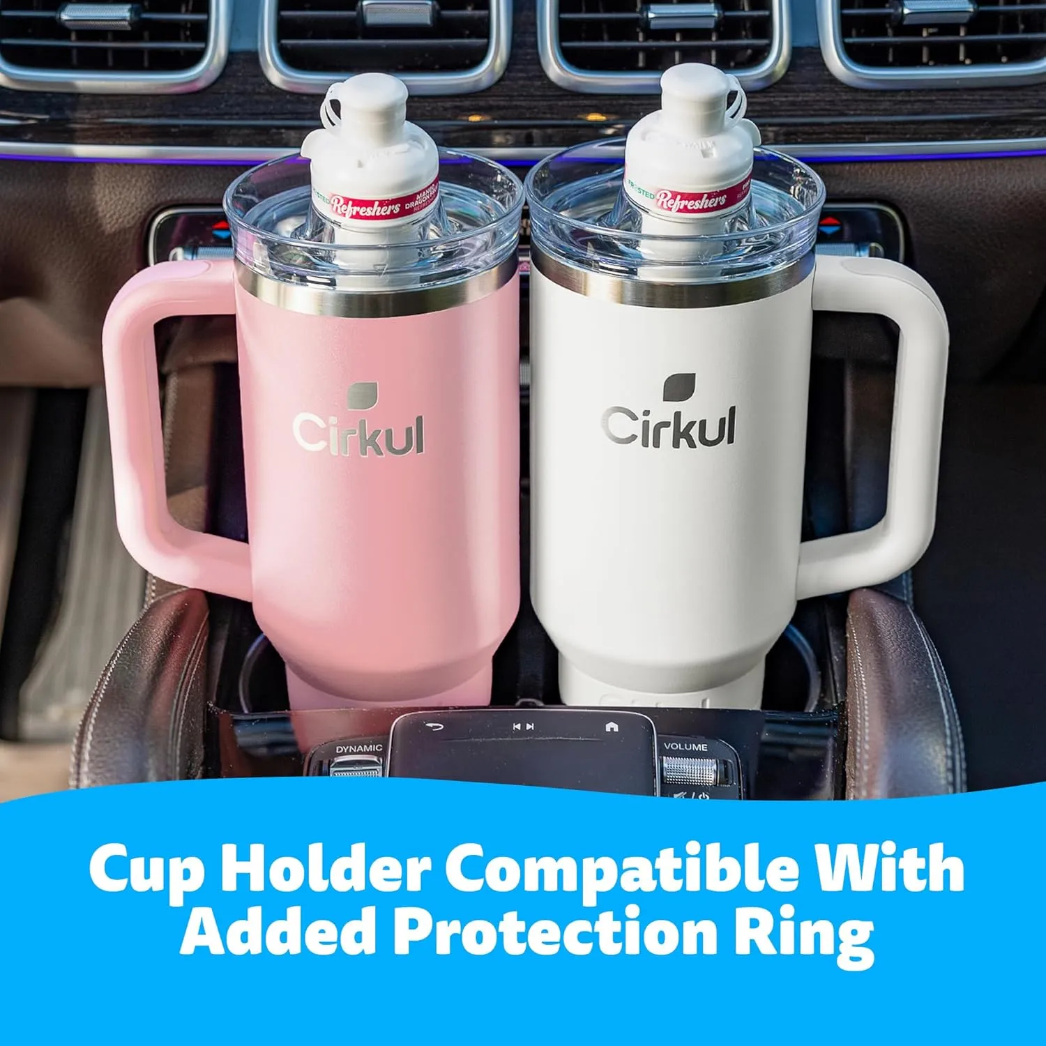 Cirkul 40oz. Blush Stainless Steel Tumbler with Handle, All-Day StrawSip™, Double-Wall Insulated