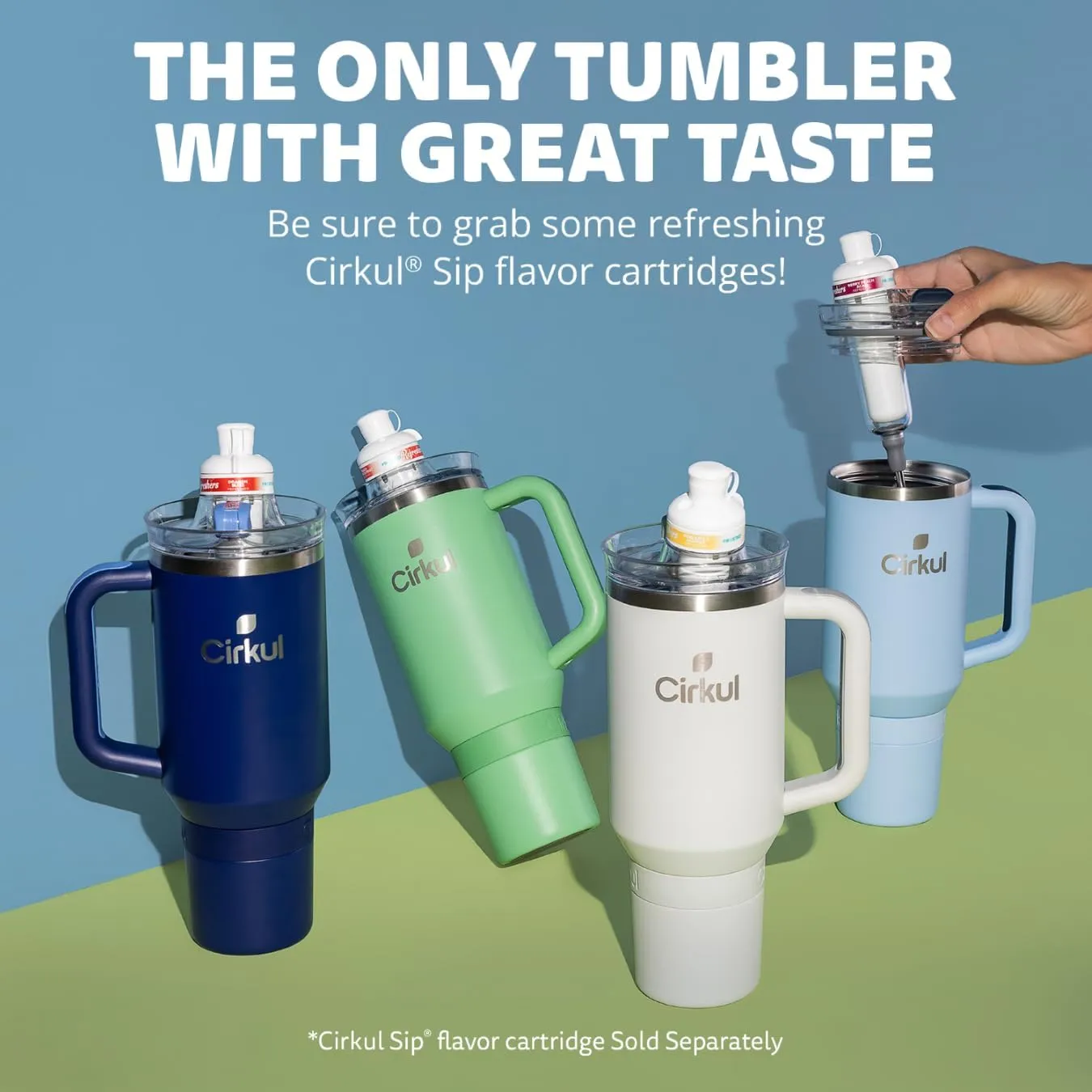 Cirkul 40oz. Midnight Blue Stainless Steel Tumbler with Handle, All-Day StrawSip™, Double-Wall Insulated