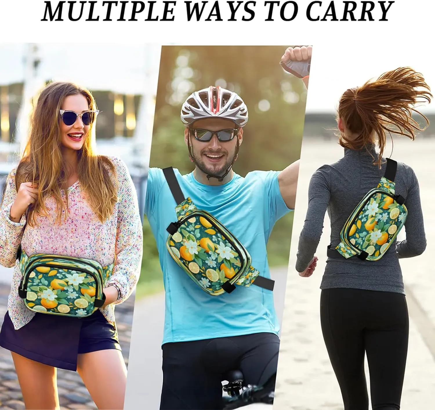 Citrus Bliss Waterproof Unisex Square Fanny Pack, Adjustable Waist Bag with Pockets, Sturdy Lightweight Crossbody Bag for Travel, Running, Hiking (9x6.1x2.5 Inches)