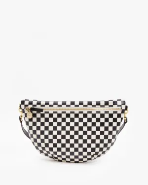 Clare V Grande Fanny Black & Cream Woven Checker