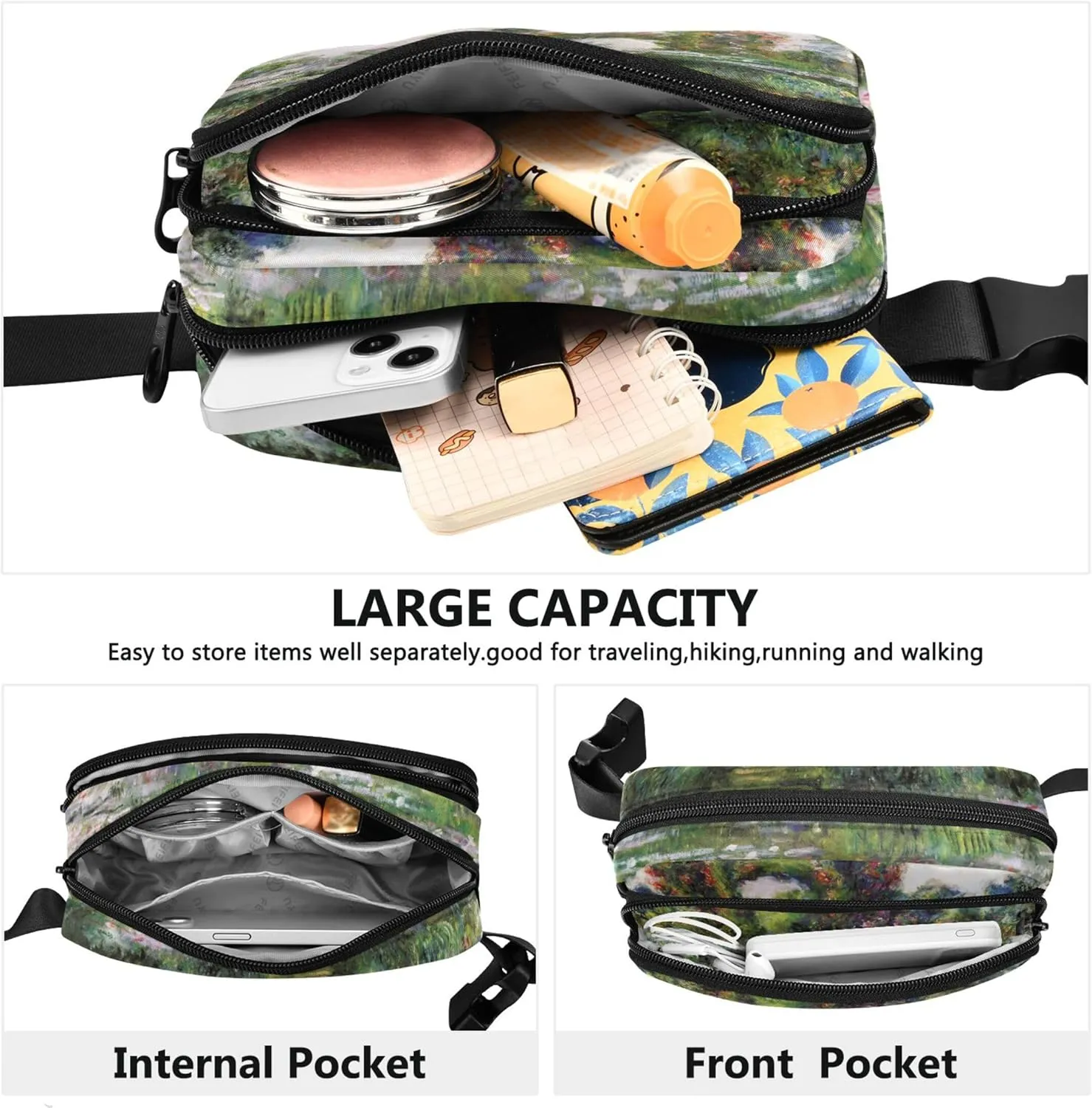 Claude Monet Flowering Arches Giverny Waterproof Fanny Packs Women Everywhere Belt Bag Pattern Cross Body Waist Pack