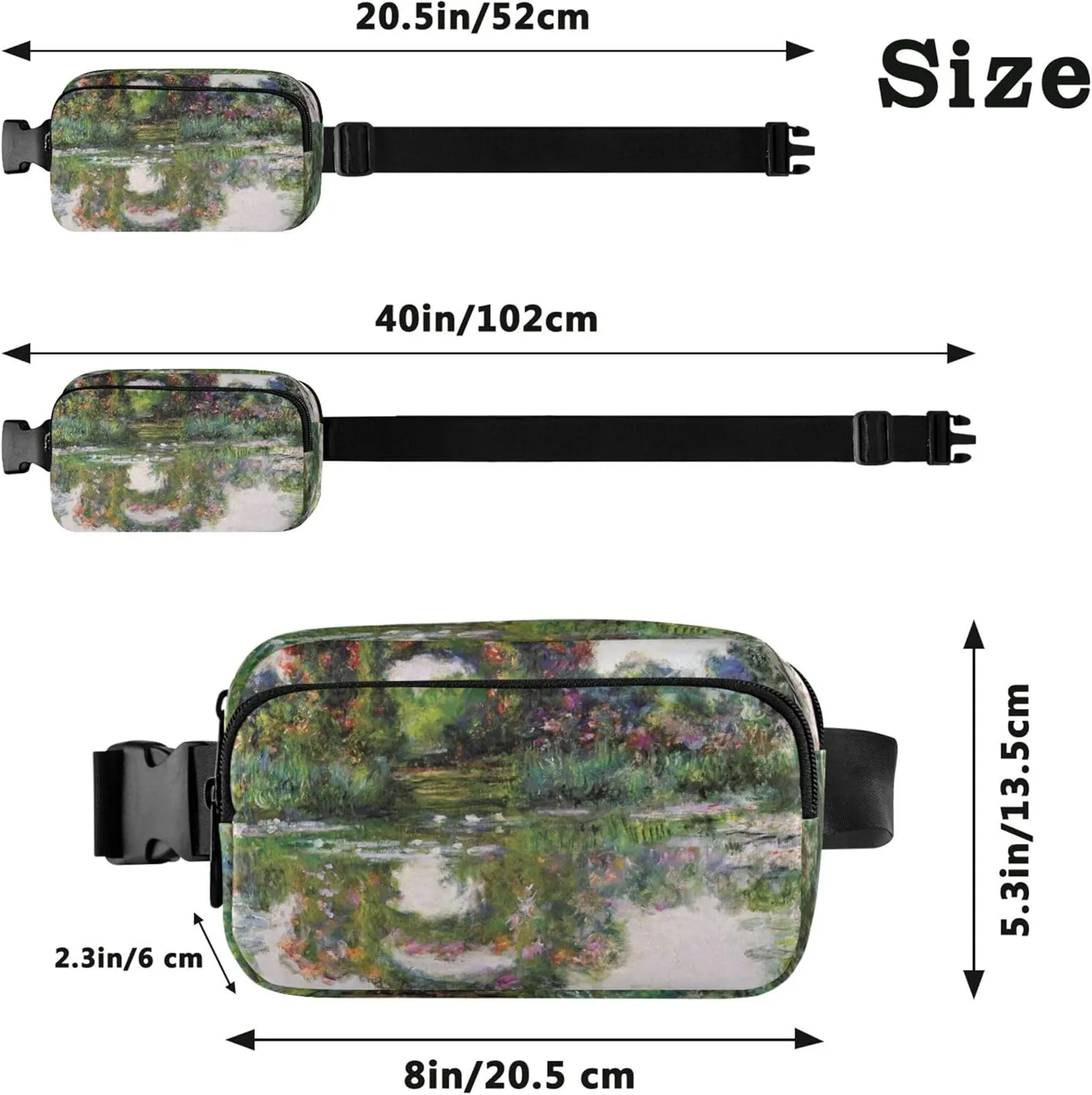 Claude Monet Flowering Arches Giverny Waterproof Fanny Packs Women Everywhere Belt Bag Pattern Cross Body Waist Pack