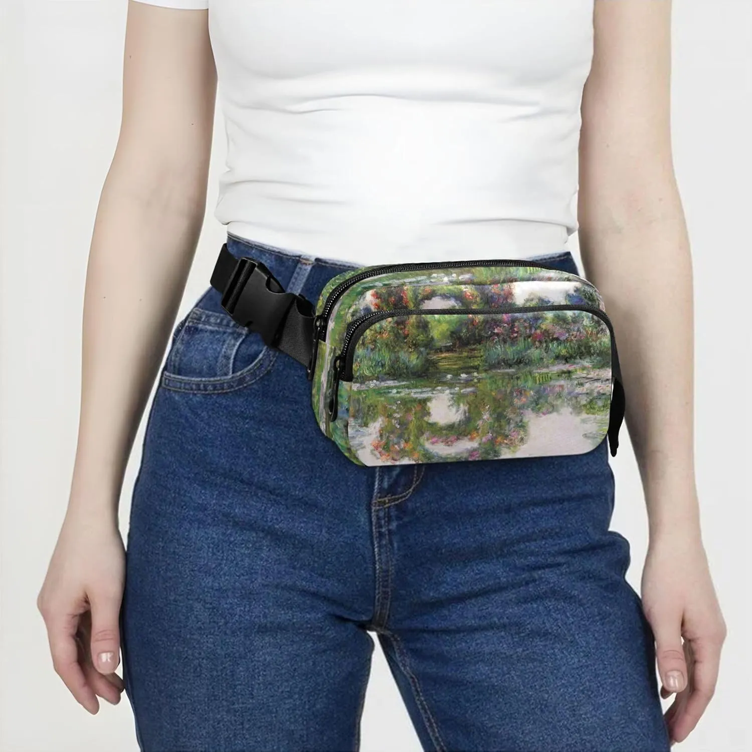 Claude Monet Flowering Arches Giverny Waterproof Fanny Packs Women Everywhere Belt Bag Pattern Cross Body Waist Pack