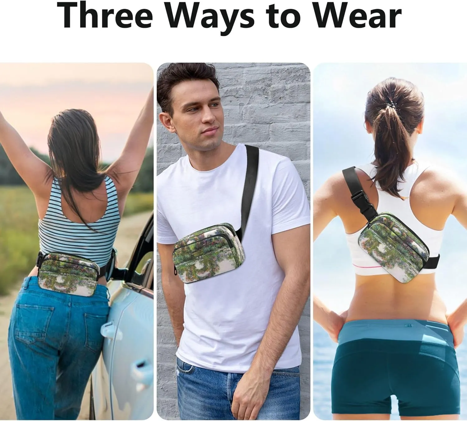 Claude Monet Flowering Arches Giverny Waterproof Fanny Packs Women Everywhere Belt Bag Pattern Cross Body Waist Pack