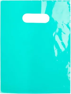 ClearBags 100 Teal Handle Bags, 9x12, Extra Thick 2.25 Mil Retail Plastic Shopping Merchandise Gift Bags Tear Resistant Strong Durable Anti Stretch For Small Business LDPE Die Cut