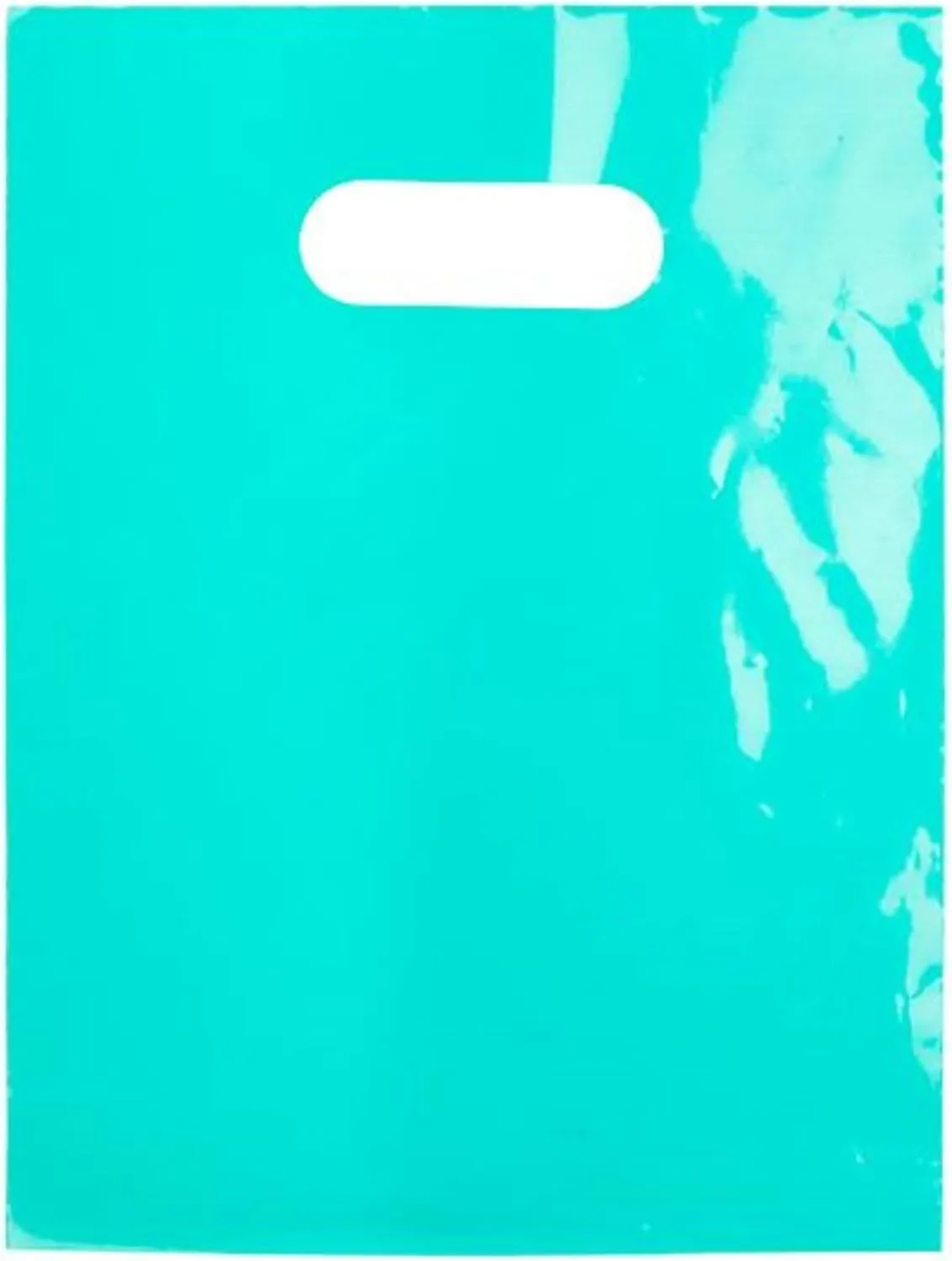 ClearBags 100 Teal Handle Bags, 9x12, Extra Thick 2.25 Mil Retail Plastic Shopping Merchandise Gift Bags Tear Resistant Strong Durable Anti Stretch For Small Business LDPE Die Cut