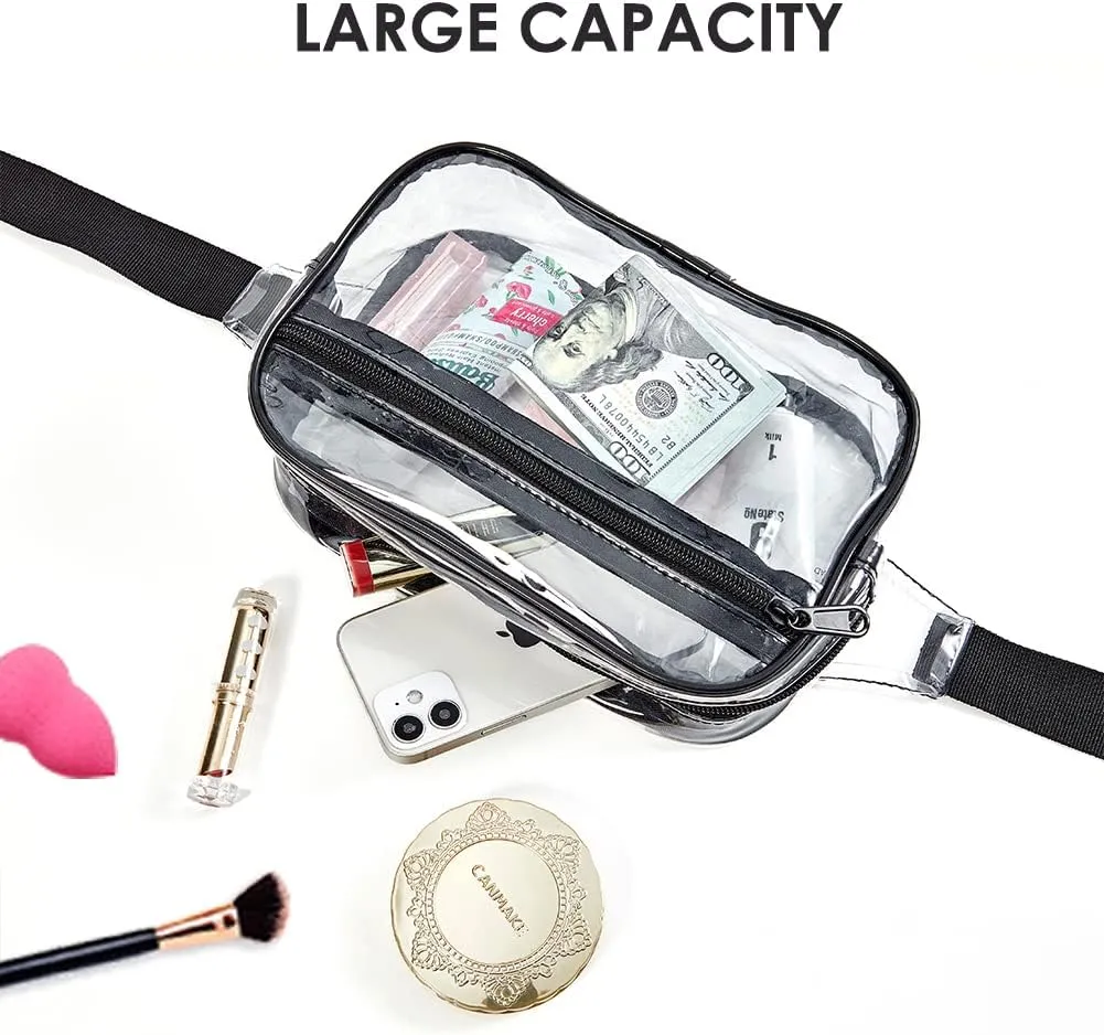 Clearworld Clear Fanny Pack for Women Men, Stadium Approved Waist Pack with Adjustable Strap,Fashion Belt Bag for Festival, Games,Travel and Concerts