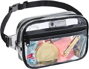 Clearworld Clear Fanny Pack for Women Men, Stadium Approved Waist Pack with Adjustable Strap,Fashion Belt Bag for Festival, Games,Travel and Concerts