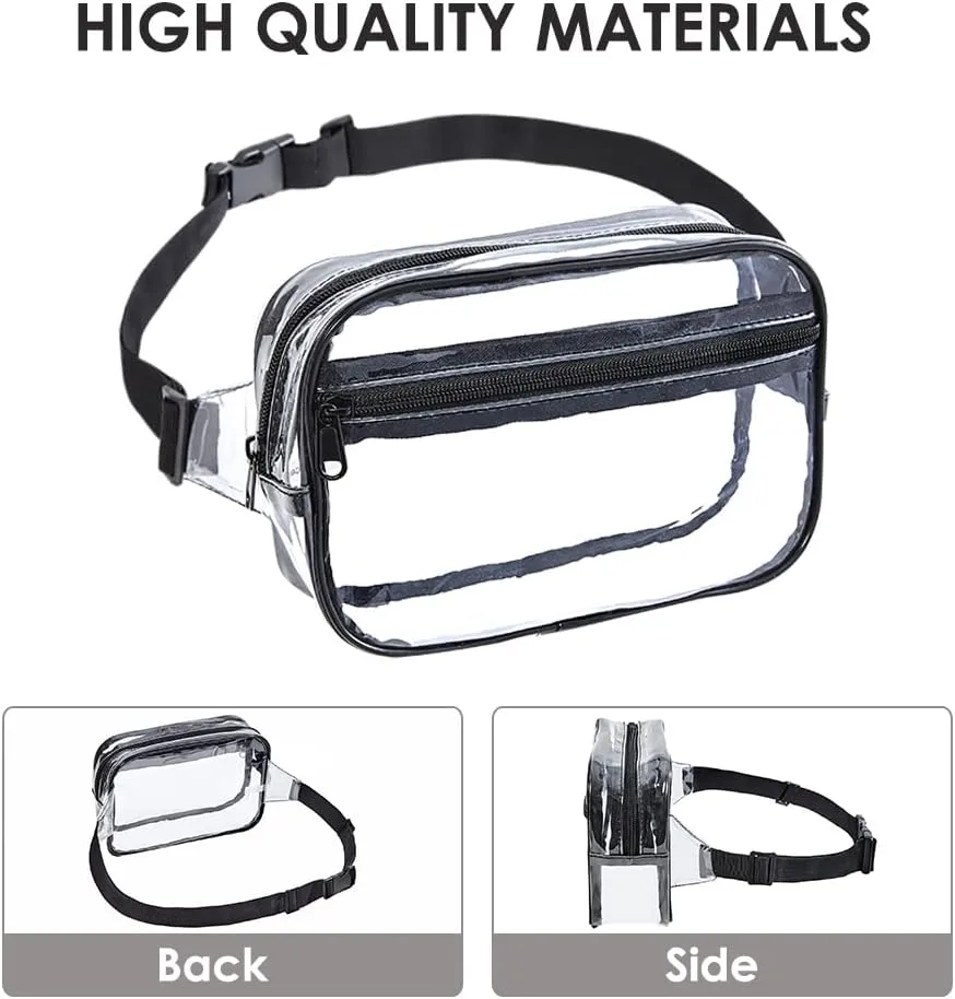 Clearworld Clear Fanny Pack for Women Men, Stadium Approved Waist Pack with Adjustable Strap,Fashion Belt Bag for Festival, Games,Travel and Concerts