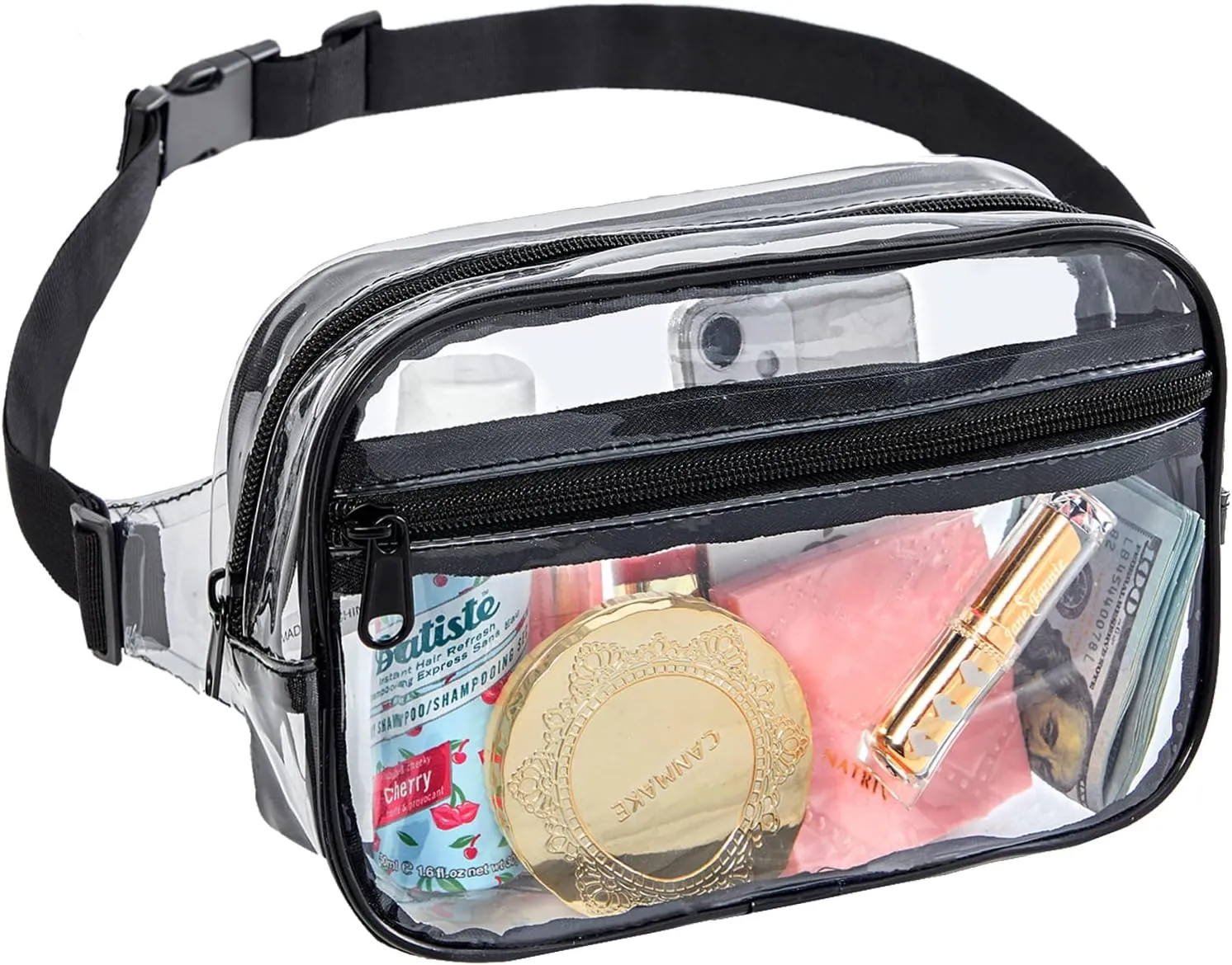 Clearworld Clear Fanny Pack for Women Men, Stadium Approved Waist Pack with Adjustable Strap,Fashion Belt Bag for Festival, Games,Travel and Concerts