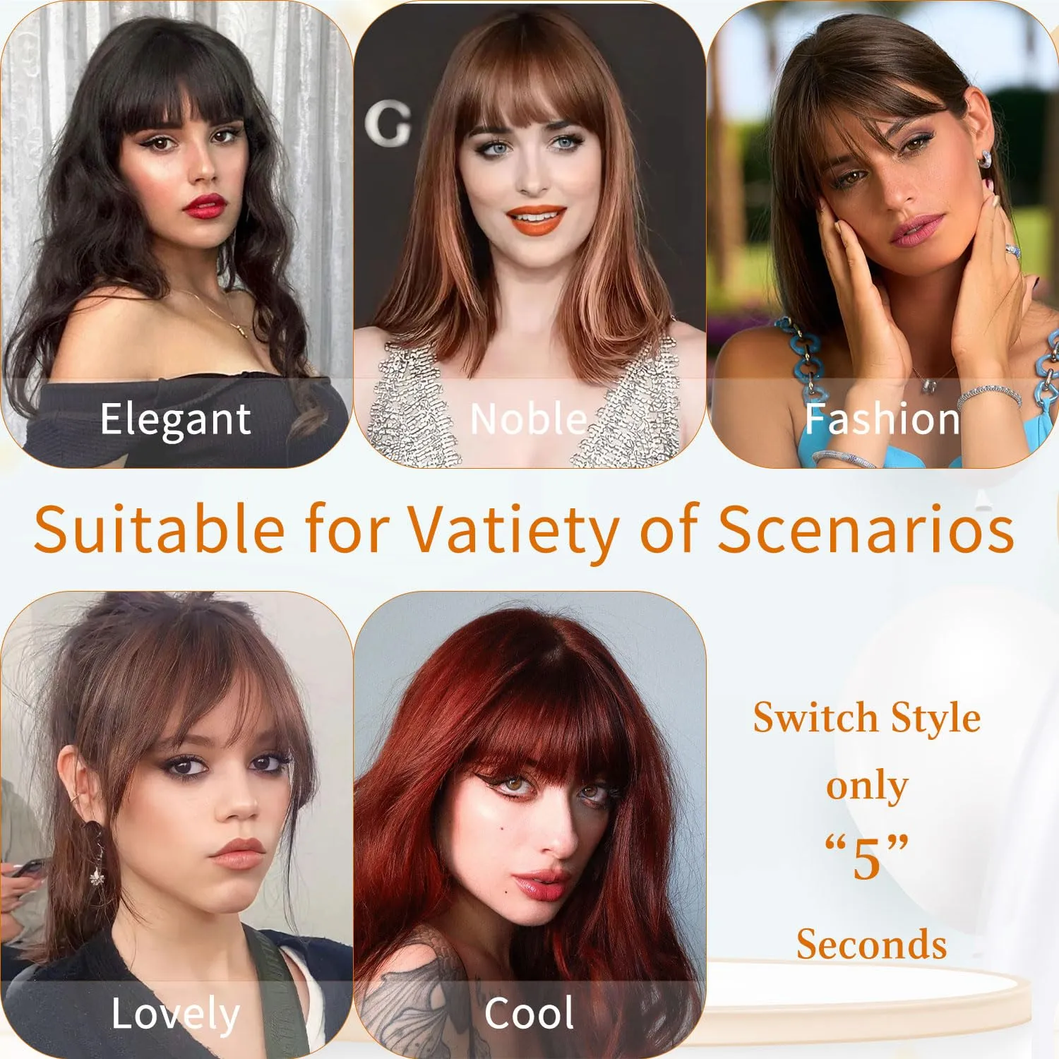 Clip in Bangs 100% Real Human Hair, Fake Bangs Hair Clip on Bang for Women, Ash Blonde French Bangs Fringe with Temples Hairpieces Extensions for Daily Wear (Ash Blonde, French Bangs)