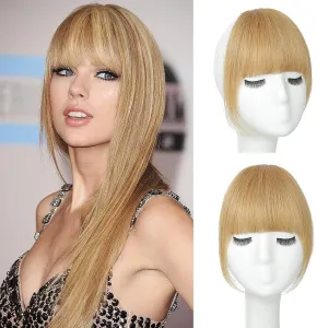 Clip in Bangs 100% Real Human Hair, Fake Bangs Hair Clip on Bang for Women, Ash Blonde French Bangs Fringe with Temples Hairpieces Extensions for Daily Wear (Ash Blonde, French Bangs)