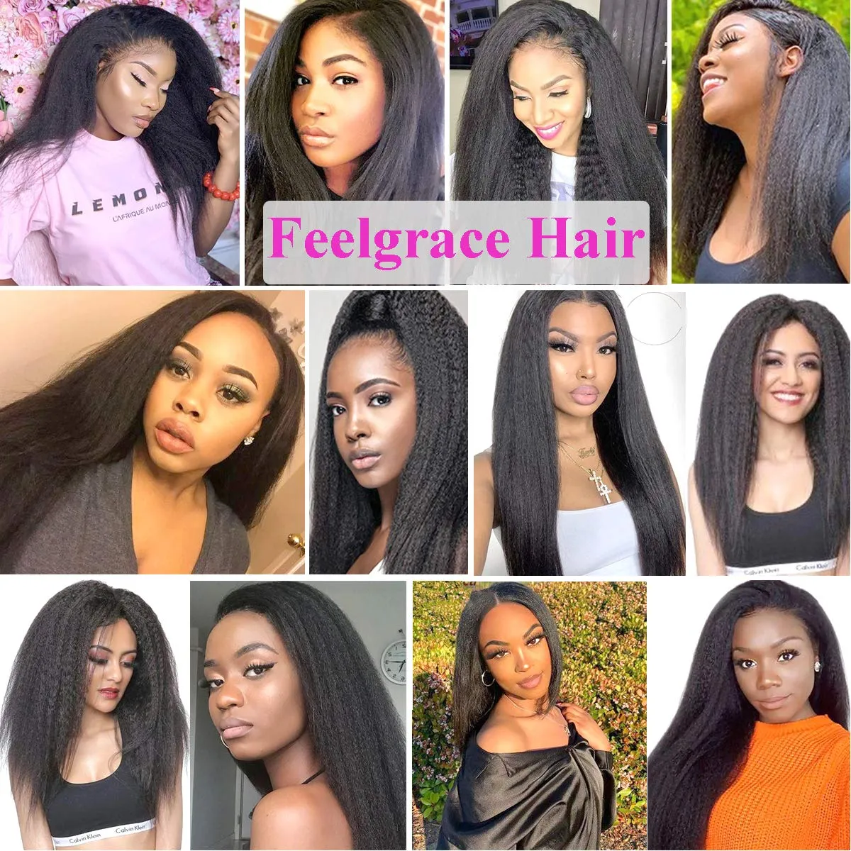 Clip in Hair Extension Human Hair for Women Kinky Straight Clip Ins Extension Yaki Straight Real Virgin Brazilian Hair Weft Silky Soft Clips in Human Hair Kinky Straight (14 Inch, Natural)