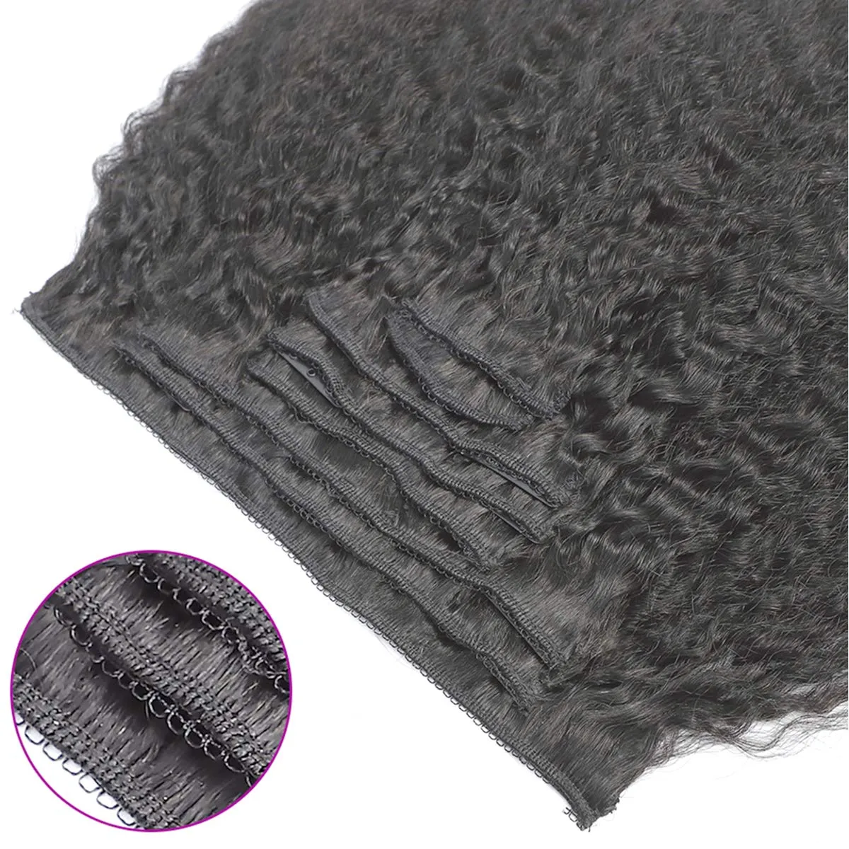 Clip in Hair Extension Human Hair for Women Kinky Straight Clip Ins Extension Yaki Straight Real Virgin Brazilian Hair Weft Silky Soft Clips in Human Hair Kinky Straight (14 Inch, Natural)
