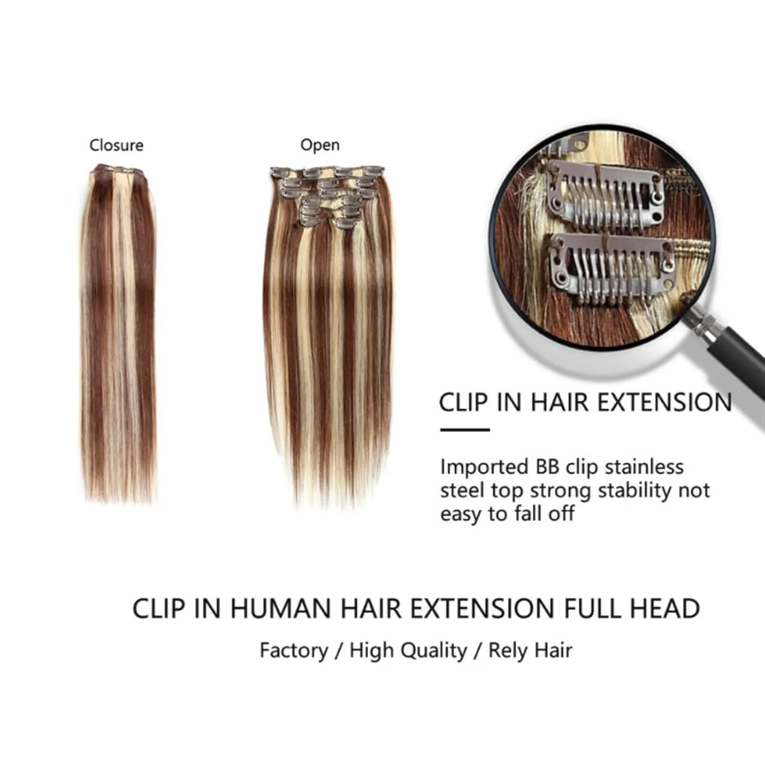 Clip in Hair Extensions 7 Pieces/Set Clip in Hair Extensions Real Human Hair,Soft Human Hair Extensions for Women,Long Straight Human Hair clip in Hair Extension,Mixed Bleach Blonde Fashion Hair Exten
