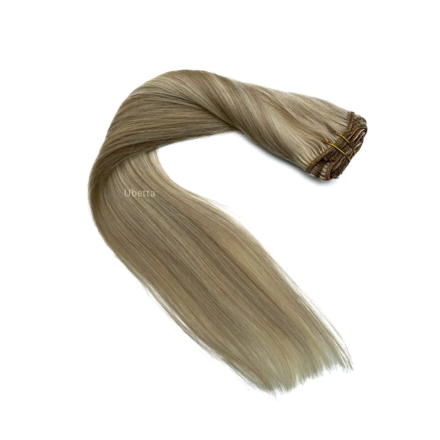 Clip in Hair Extensions, Ash Blonde Balayage Blonde Hair Extensions Real Human Hair Clip ins, 14 Inch 7 Pcs 70G Double Wefts Hair Extensions Human Hair Clip in Extensions for Thin Hair