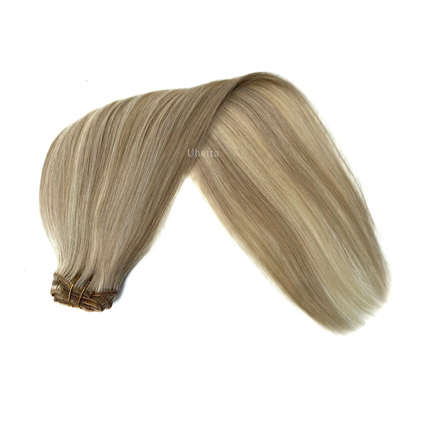 Clip in Hair Extensions, Ash Blonde Balayage Blonde Hair Extensions Real Human Hair Clip ins, 14 Inch 7 Pcs 70G Double Wefts Hair Extensions Human Hair Clip in Extensions for Thin Hair