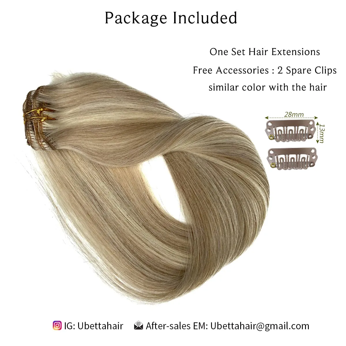 Clip in Hair Extensions, Ash Blonde Balayage Blonde Hair Extensions Real Human Hair Clip ins, 14 Inch 7 Pcs 70G Double Wefts Hair Extensions Human Hair Clip in Extensions for Thin Hair