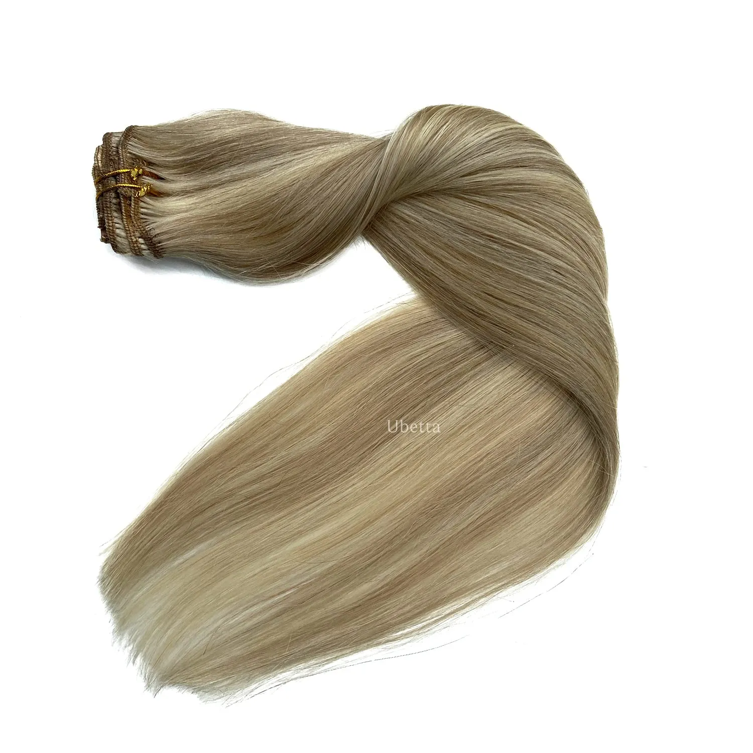 Clip in Hair Extensions, Ash Blonde Balayage Blonde Hair Extensions Real Human Hair Clip ins, 14 Inch 7 Pcs 70G Double Wefts Hair Extensions Human Hair Clip in Extensions for Thin Hair