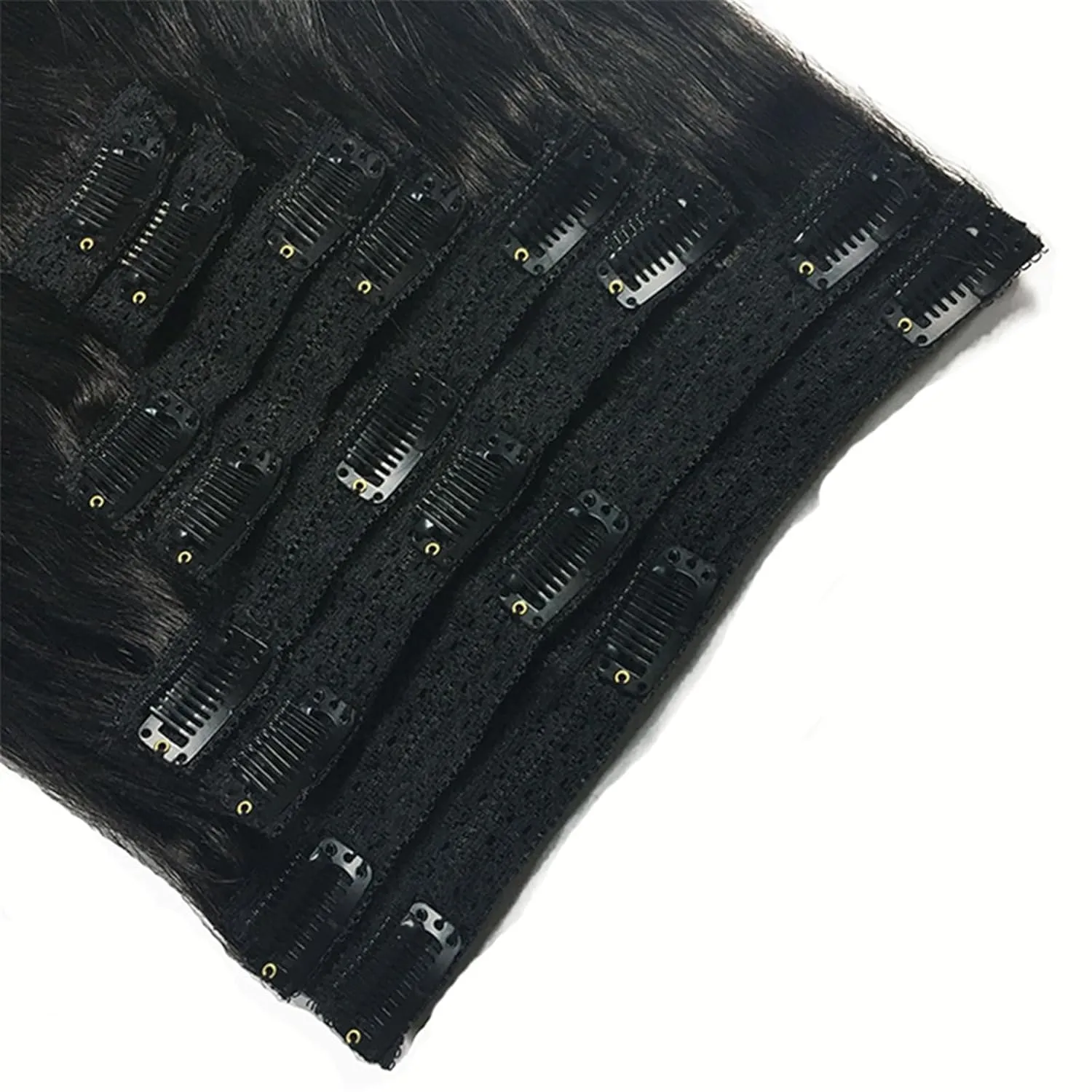 Clip in Hair Extensions Clip In Human Hair Extensions, Real Remy Thick Straight Clip Ins Black Human Hair Extensions for Relaxed Hair 7 Pieces Per Set for Women, #1B 120 Gram Human Hair Clip(14 Inch,2