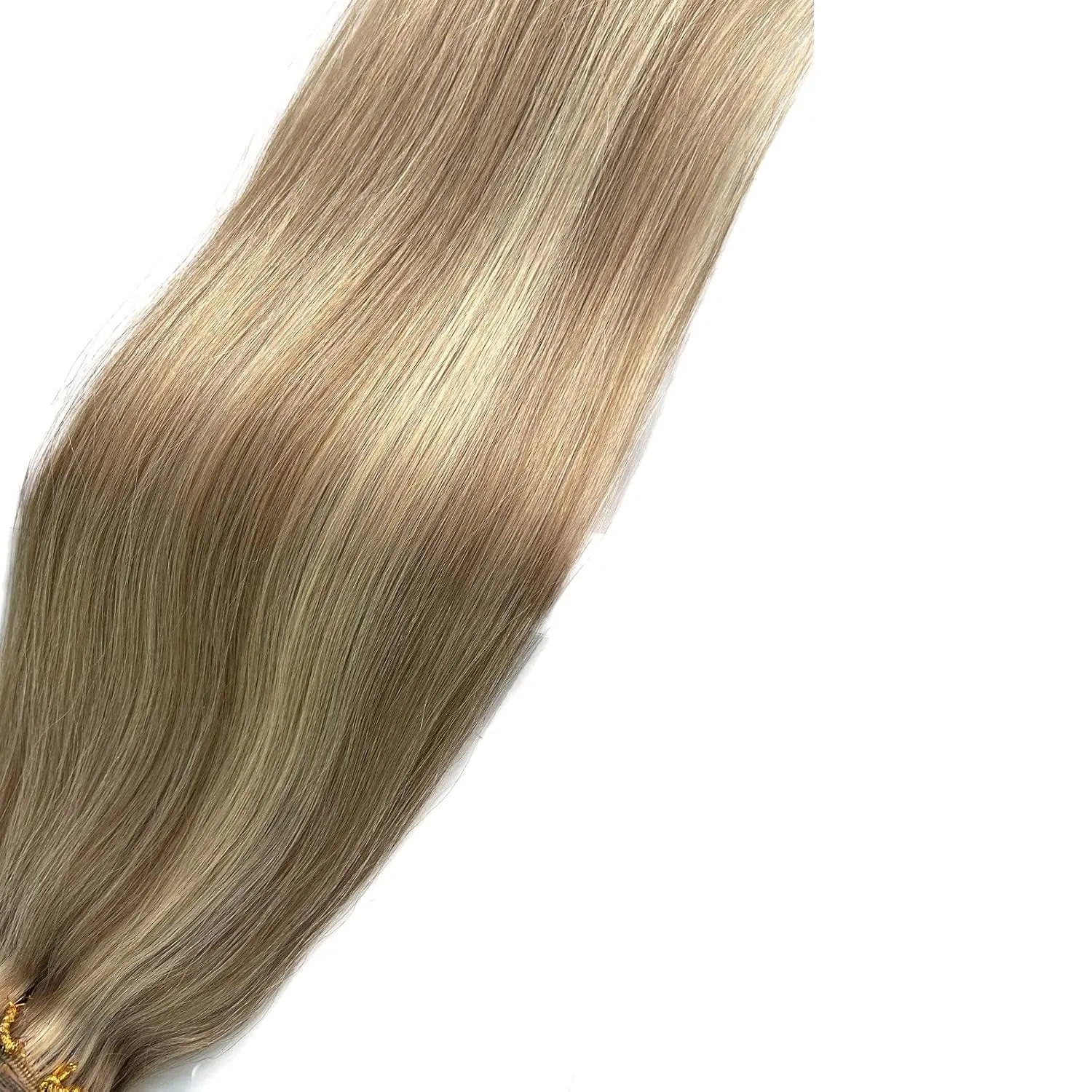 Clip in Hair Extensions, Golden Blonde with Light Blonde Highlights Remy Hair Extensions Clip in Real Human Hair 7 Pcs 70G Clip in Extensions 20 Inch Double Wefts Hair Clip ins for Fine Hair Women