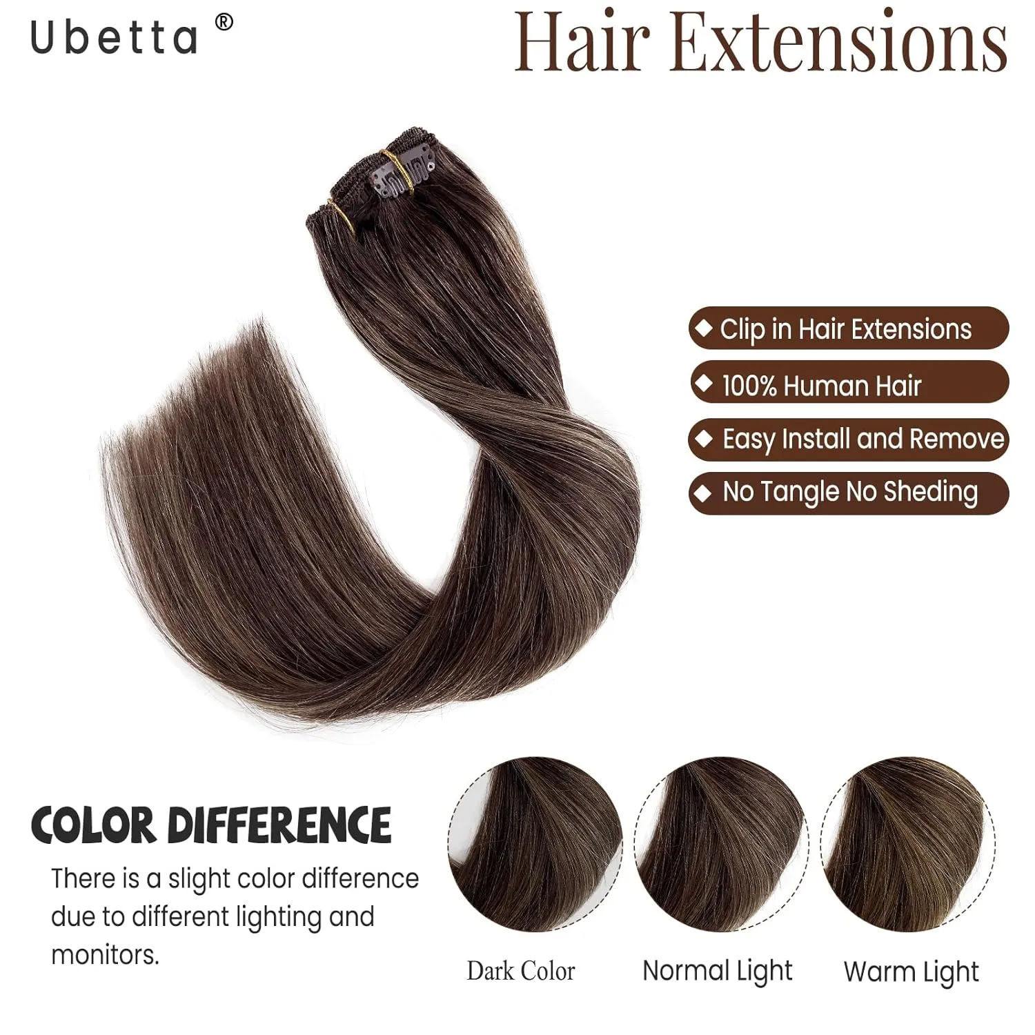 Clip in Hair Extensions Human Hair Clip in Extensions, Dark Brown Balayage Ash Brown Clip in Hair Extensions Real Human Hair, 12 Inch 7 Pcs Double Weft Straight Remy Human Hair Clip in Extensions 70G