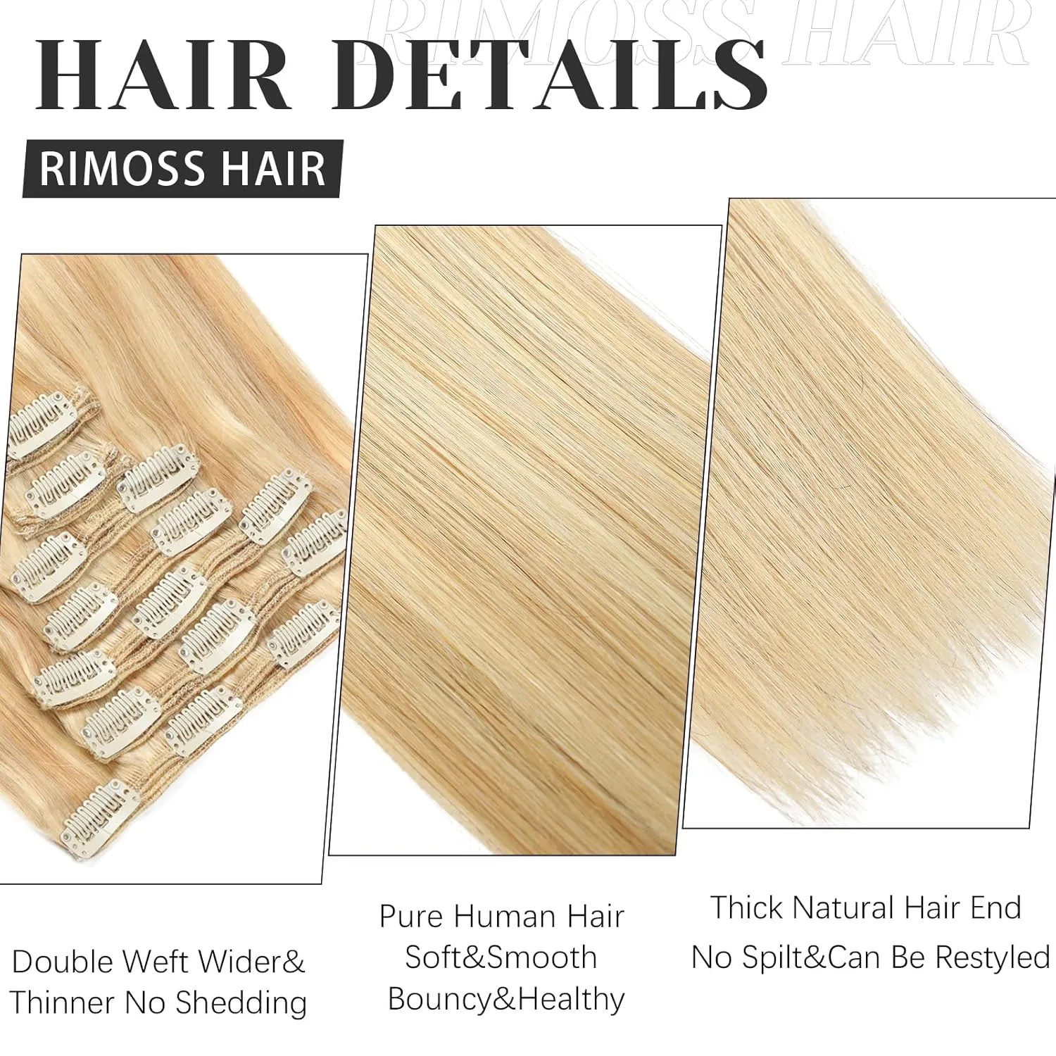 Clip in Hair Extensions Real Human Hair - 160g 20 Inch 7pcs, Dirty Blonde to Bleach Blonde Highlight Color - Premium Soft Human Hair Clip in Extensions Straight for Women