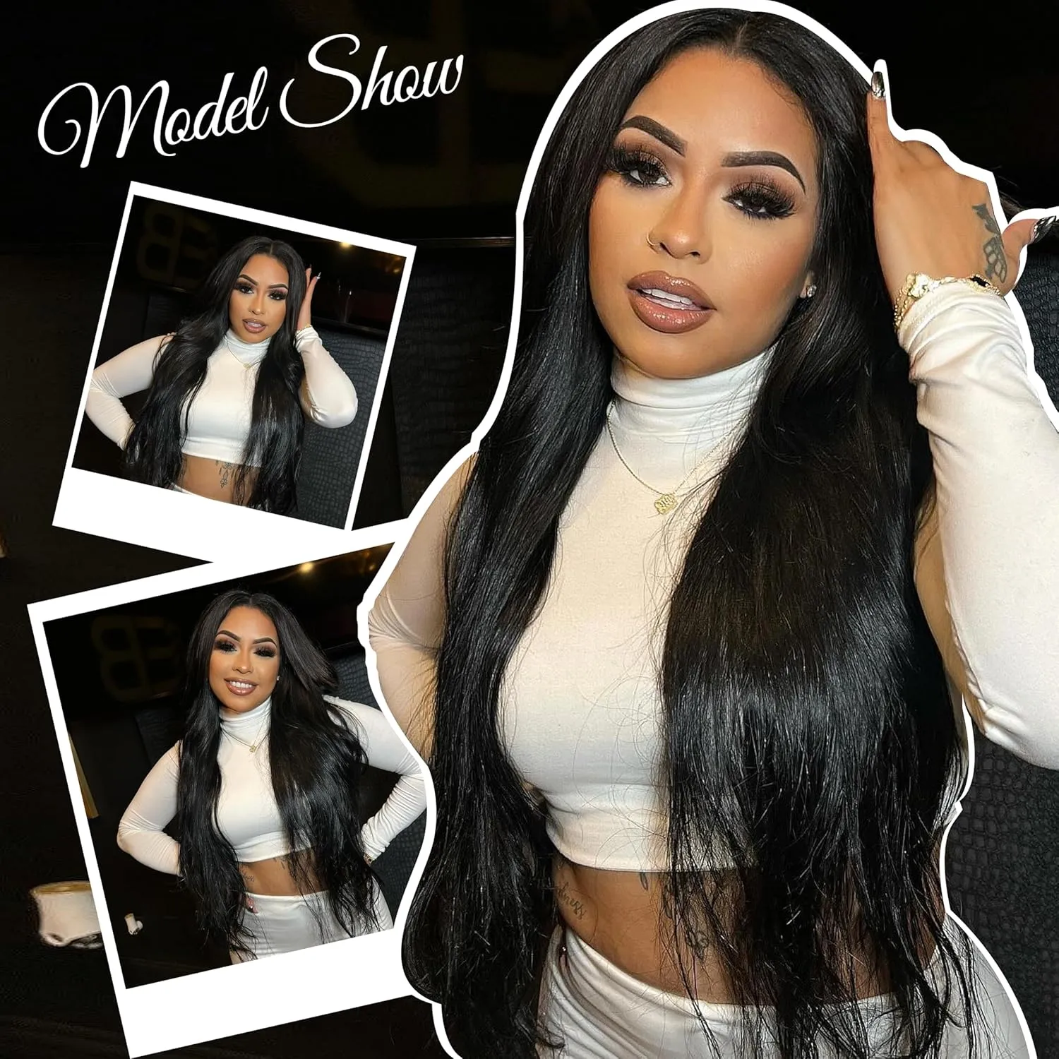 Clip in Hair Extensions Real Human Hair, 20 Inch 105g/3.7oz, 1B Natural Black, Invisible Seamless Straight Remy Human Hair Clip in Extensions for Women 8pcs Per Set with Double Weft