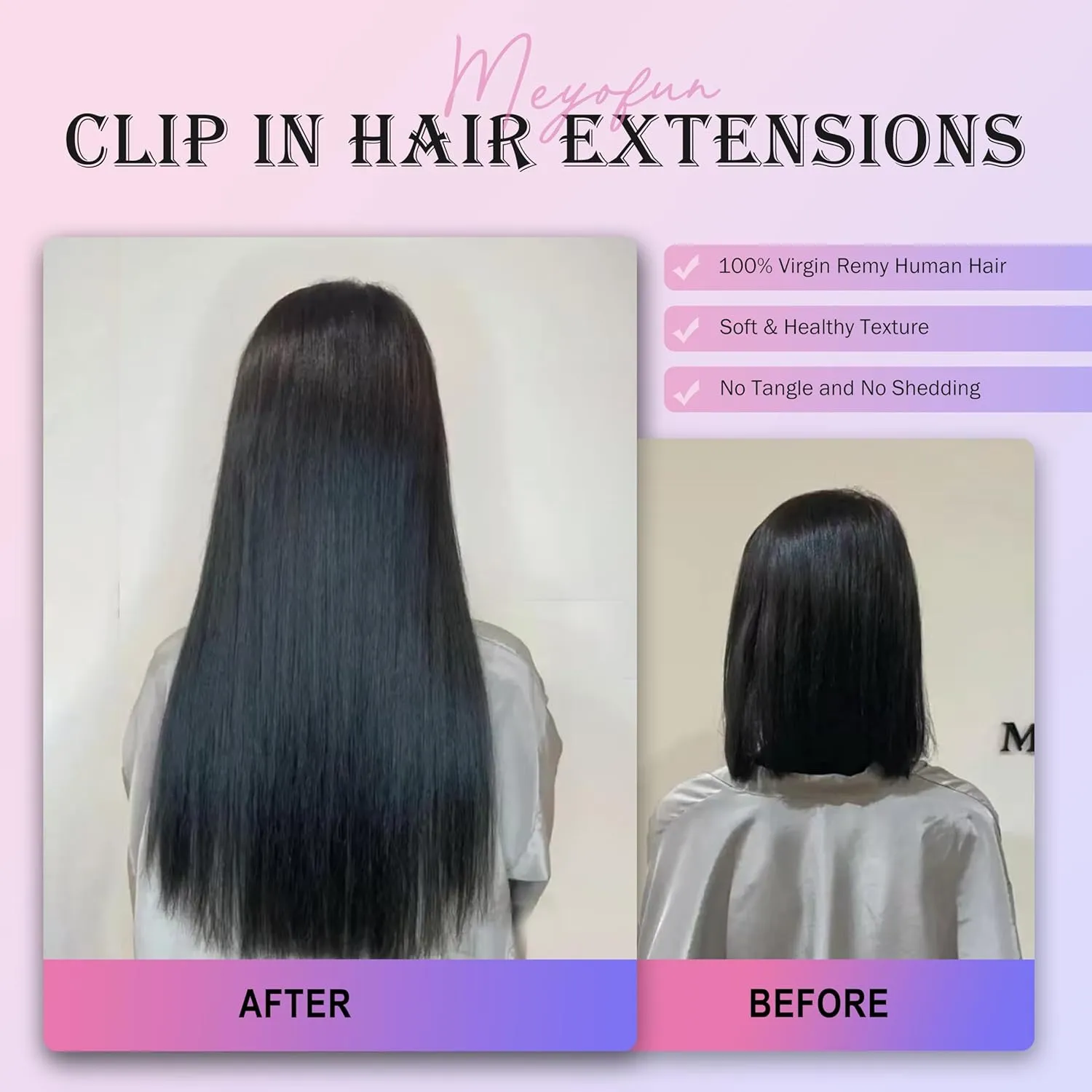 Clip in Hair Extensions Real Human Hair, 20 Inch 105g/3.7oz, 1B Natural Black, Invisible Seamless Straight Remy Human Hair Clip in Extensions for Women 8pcs Per Set with Double Weft