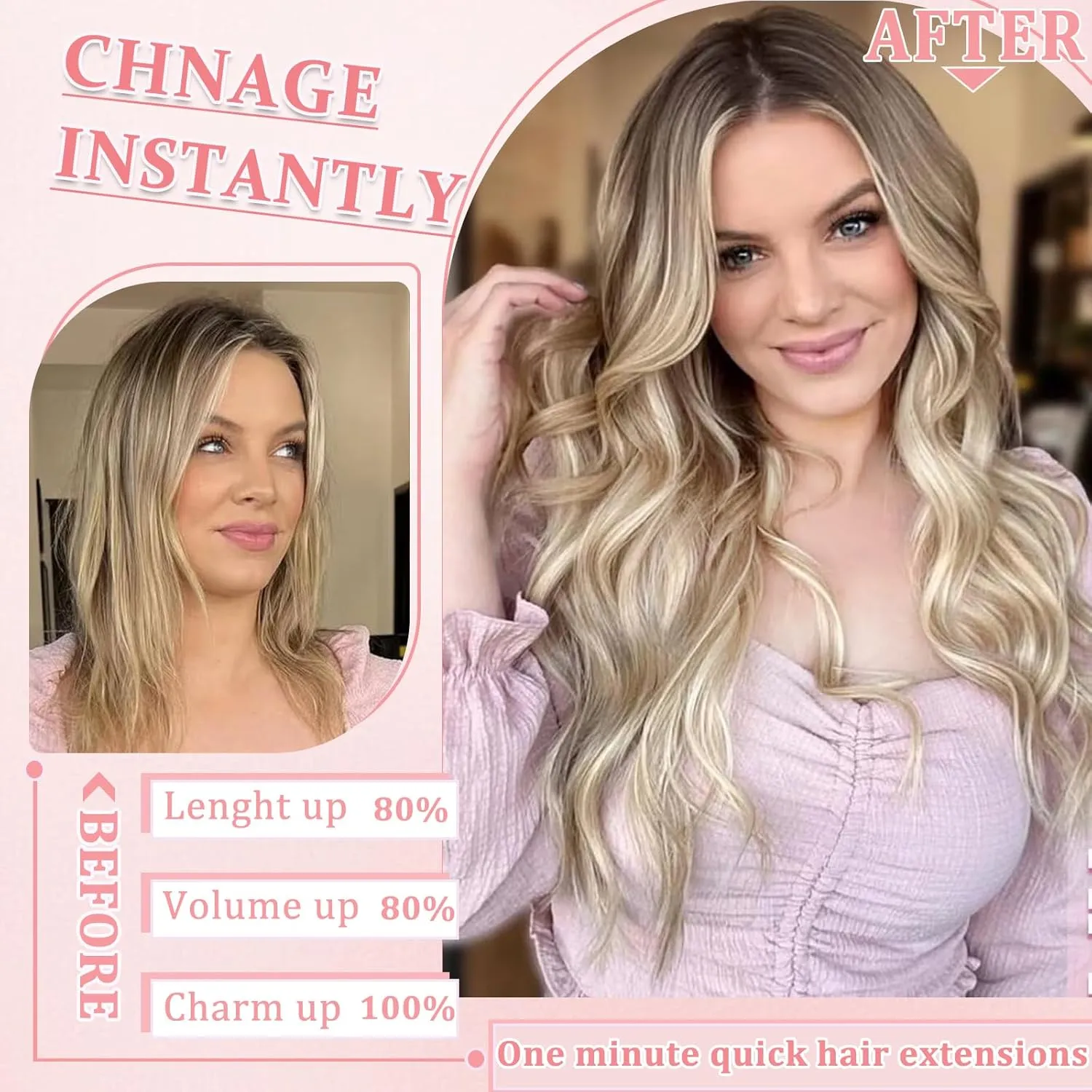 Clip in Hair Extensions Real Human Hair Clip in Extensions for Women Seamless Balayage Light Blonde to Golden Blonde Straight Remy 100% Human Clips ins Extension 8pcs Double Weft 24 inch 4.2oz/120g