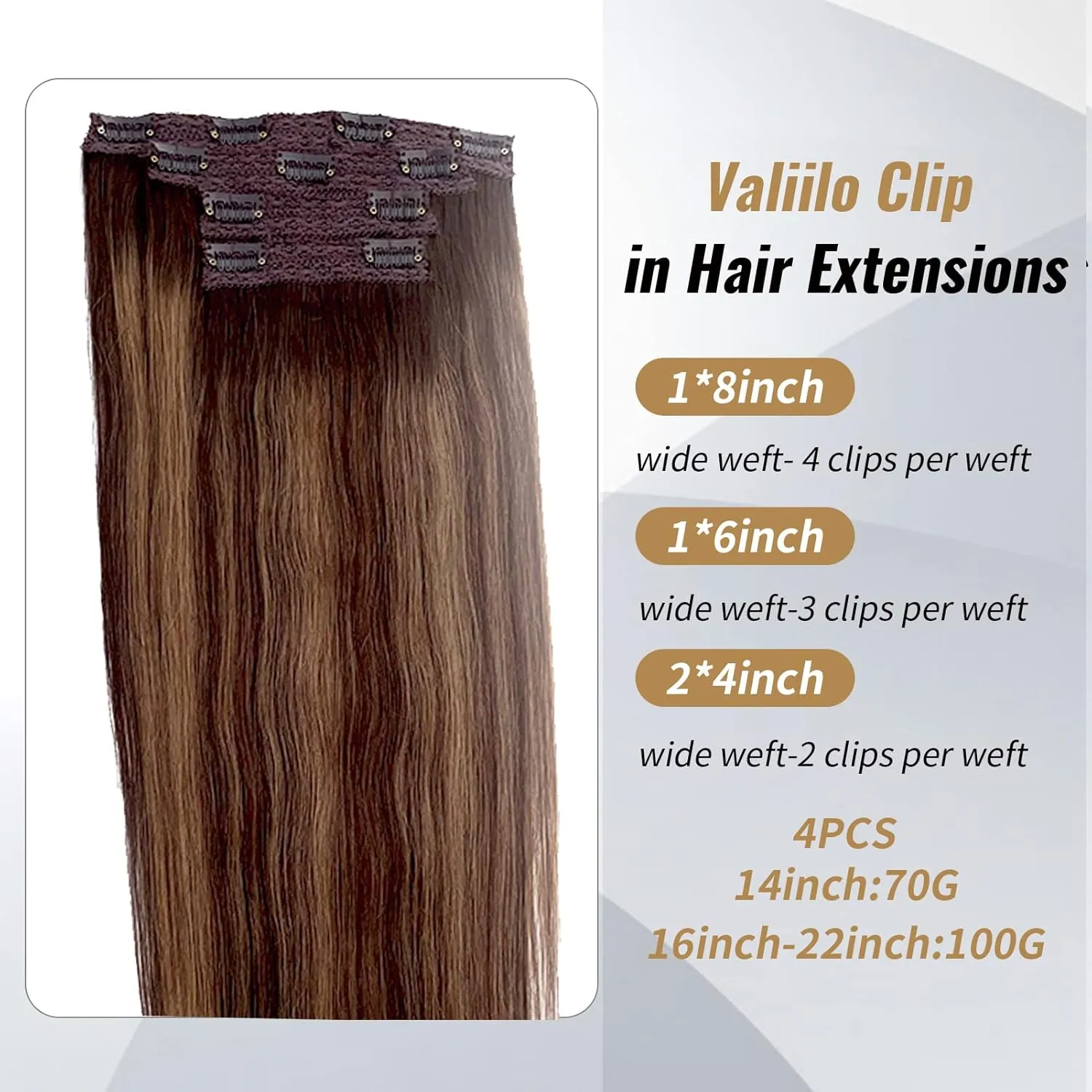 Clip in Hair Extensions Real Human Hair Dark Roots 100g Seamless 4 Pieces Hair Extension Lace Clip ins Balayage Blonde Highlights 14 Inch