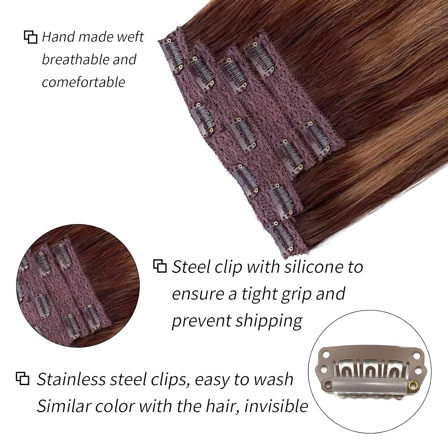 Clip in Hair Extensions Real Human Hair Dark Roots 100g Seamless 4 Pieces Hair Extension Lace Clip ins Balayage Blonde Highlights 14 Inch